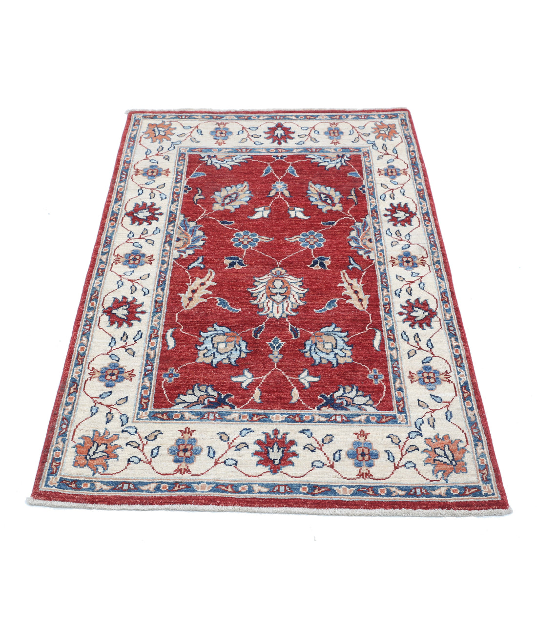 Hand Knotted Ziegler Farhan Wool Rug - 2'8'' x 4'3'' 2'8'' x 4'3'' (80 X 128) / Red / Ivory