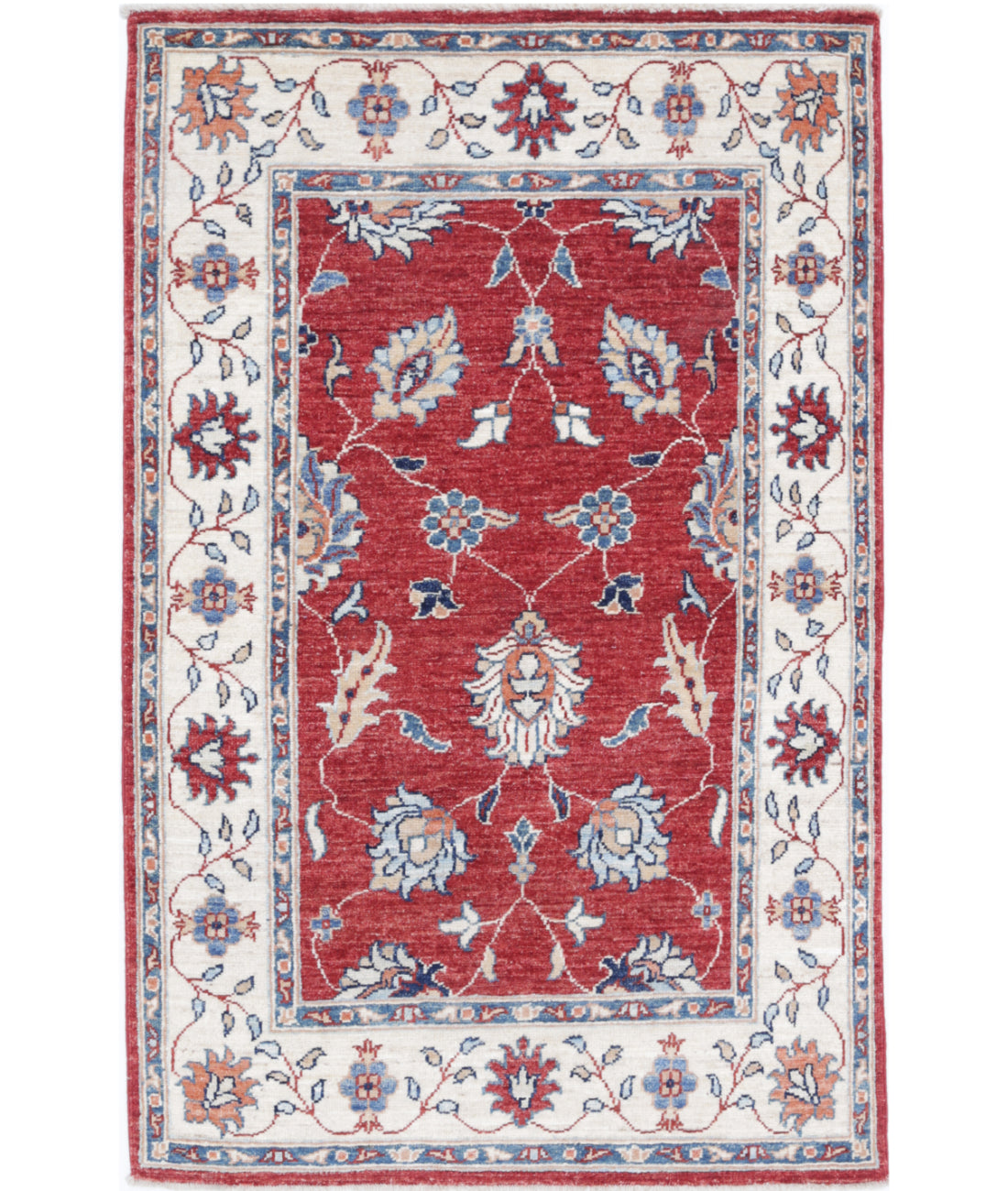 Hand Knotted Ziegler Farhan Wool Rug - 2&#39;8&#39;&#39; x 4&#39;3&#39;&#39; 2&#39;8&#39;&#39; x 4&#39;3&#39;&#39; (80 X 128) / Red / Ivory