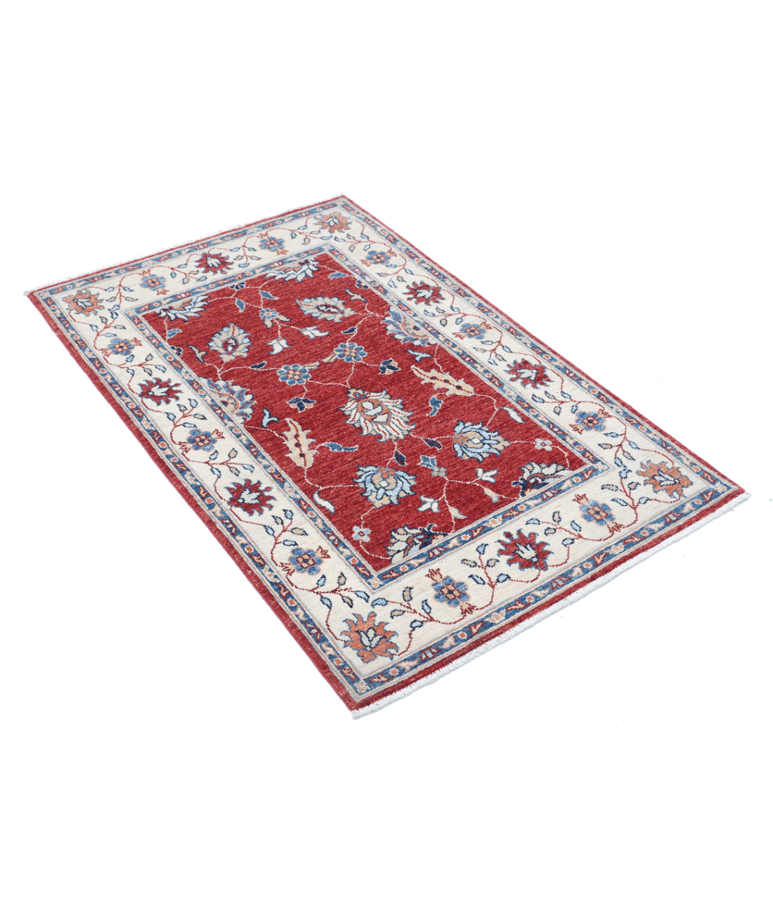 Hand Knotted Ziegler Farhan Wool Rug - 2'9'' x 4'3'' 2'9'' x 4'3'' (83 X 128) / Red / Ivory