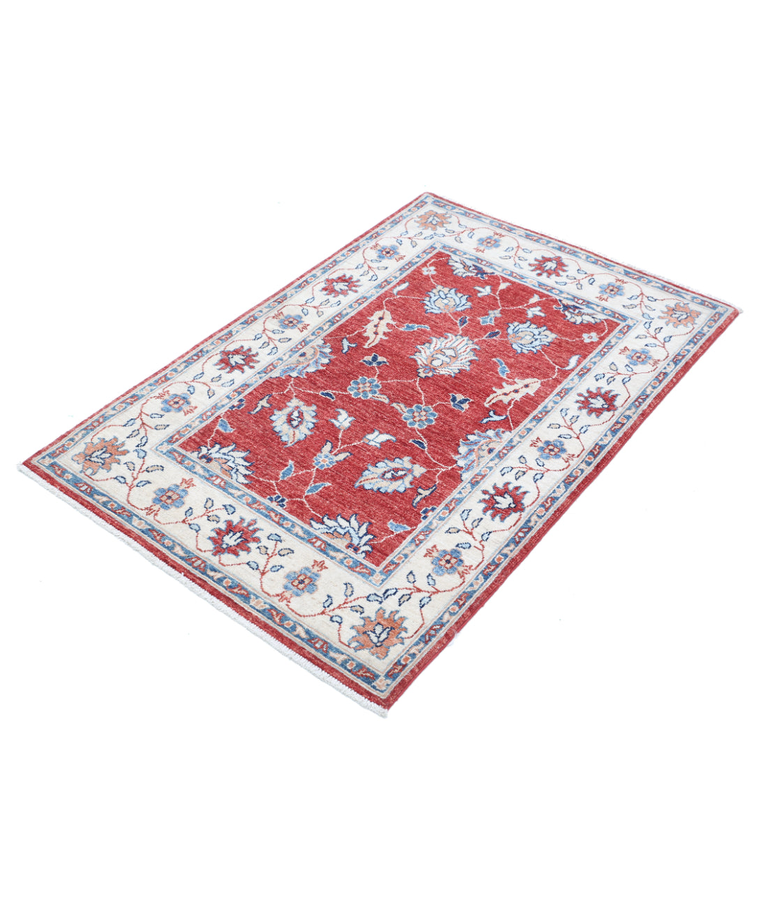 Hand Knotted Ziegler Farhan Wool Rug - 2'9'' x 4'3'' 2'9'' x 4'3'' (83 X 128) / Red / Ivory