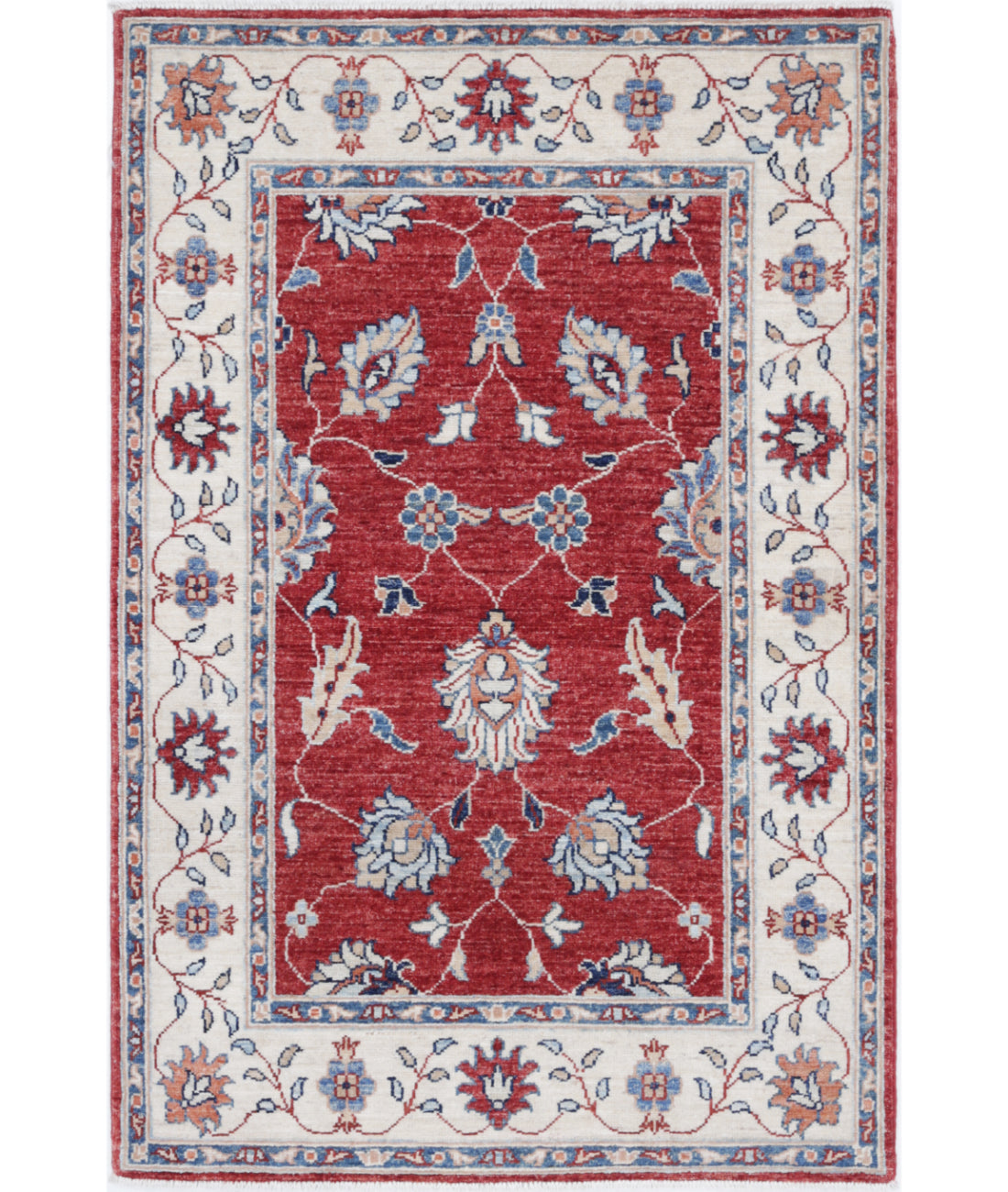 Hand Knotted Ziegler Farhan Wool Rug - 2&#39;9&#39;&#39; x 4&#39;3&#39;&#39; 2&#39;9&#39;&#39; x 4&#39;3&#39;&#39; (83 X 128) / Red / Ivory