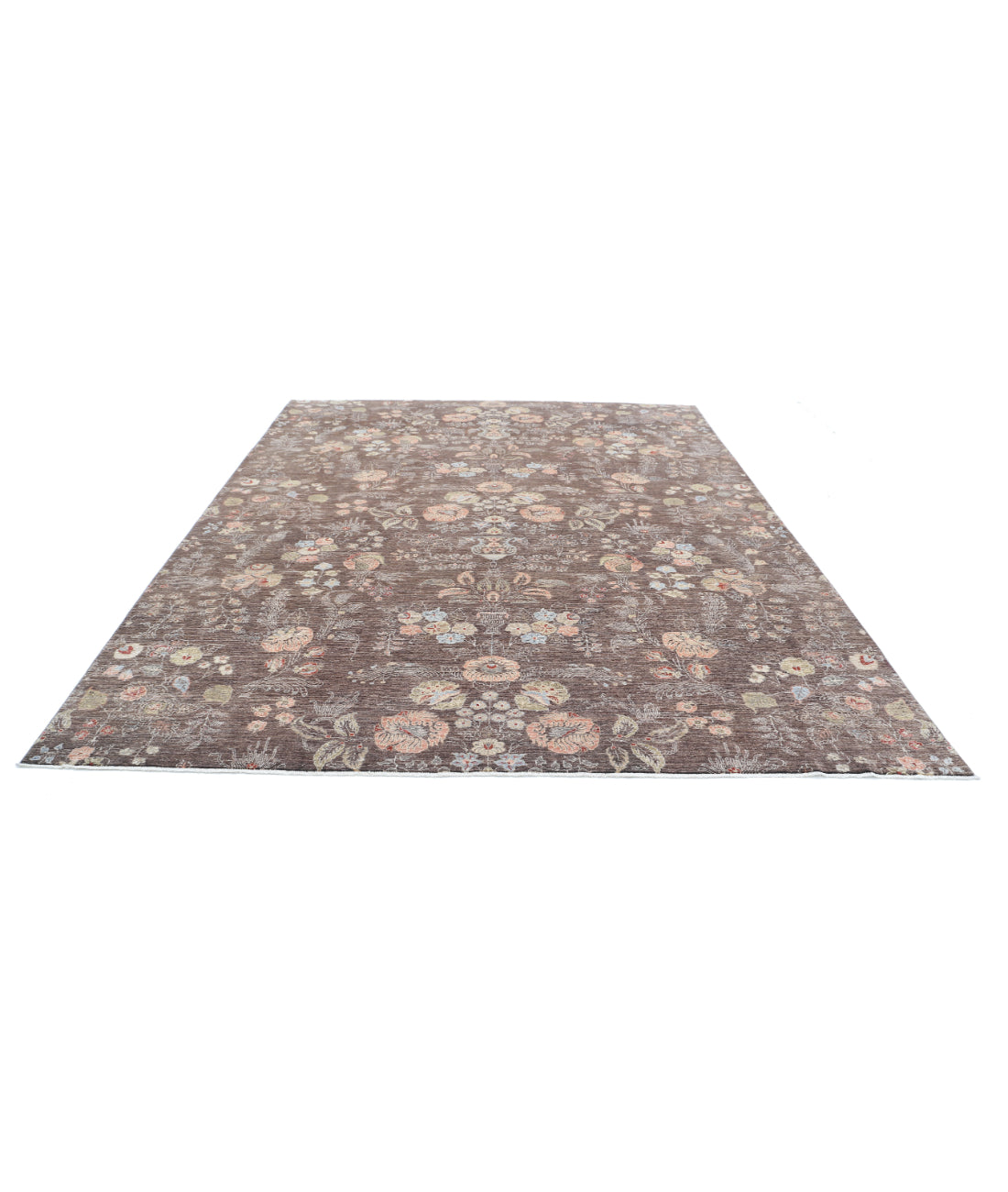 Hand Knotted Artemix Wool Rug - 8'10'' x 11'3'' 8'10'' x 11'3'' (265 X 338) / Brown / Ivory