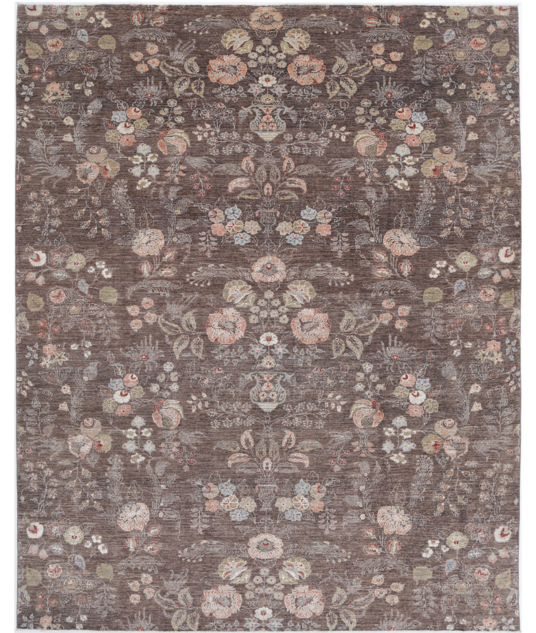 Hand Knotted Artemix Wool Rug - 8'10'' x 11'3'' 8'10'' x 11'3'' (265 X 338) / Brown / Ivory