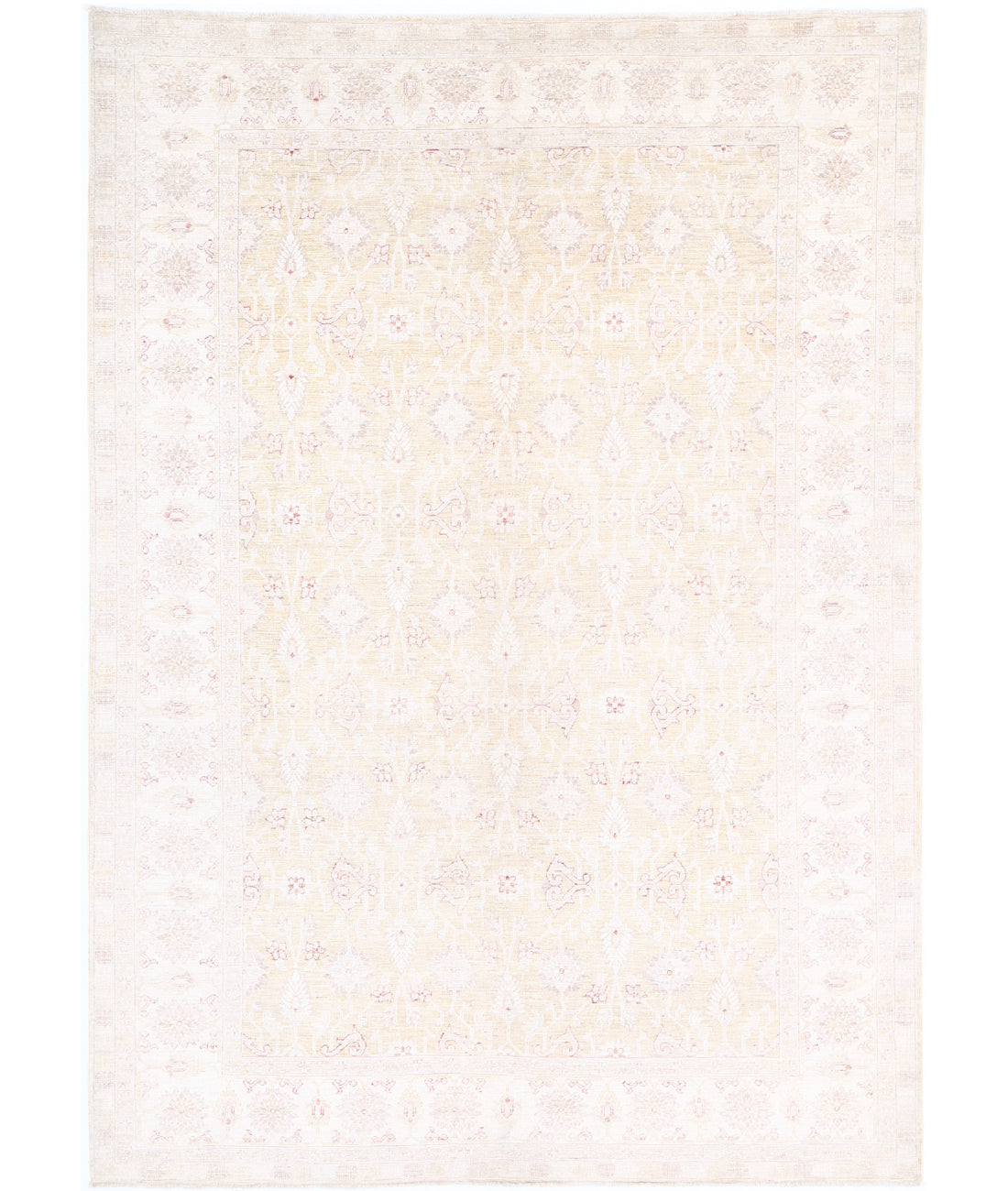 Hand Knotted Fine Serenity Wool Rug - 6'3'' x 8'9'' 6'3'' x 8'9'' (188 X 263) / Ivory / Gold