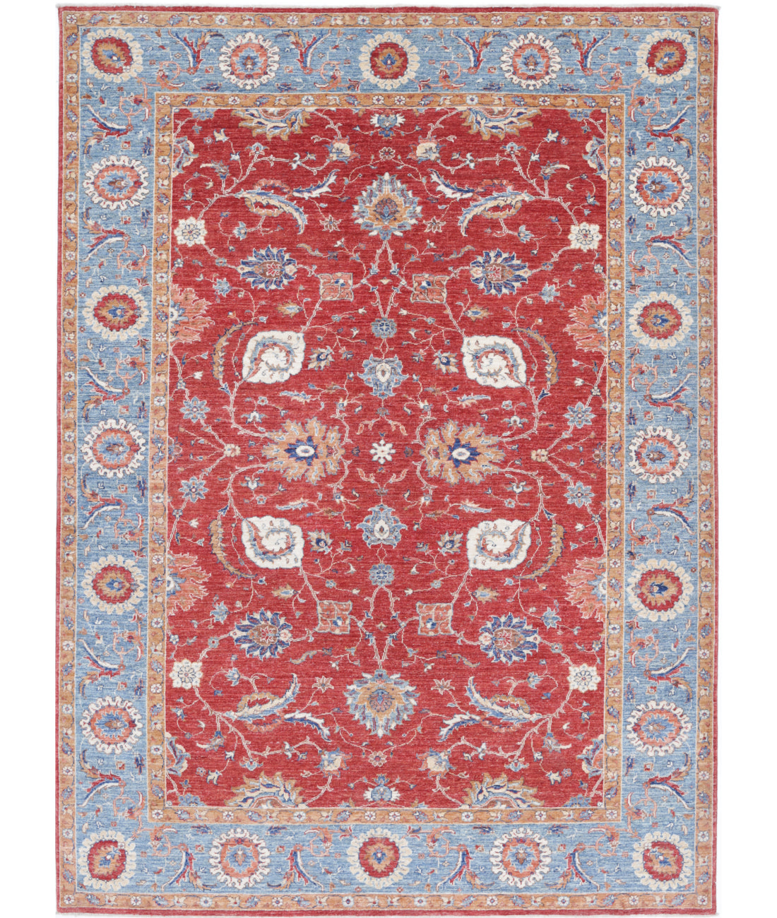 Hand Knotted Ziegler Farhan Wool Rug - 6'8'' x 9'3'' 6'8'' x 9'3'' (200 X 278) / Red / Blue