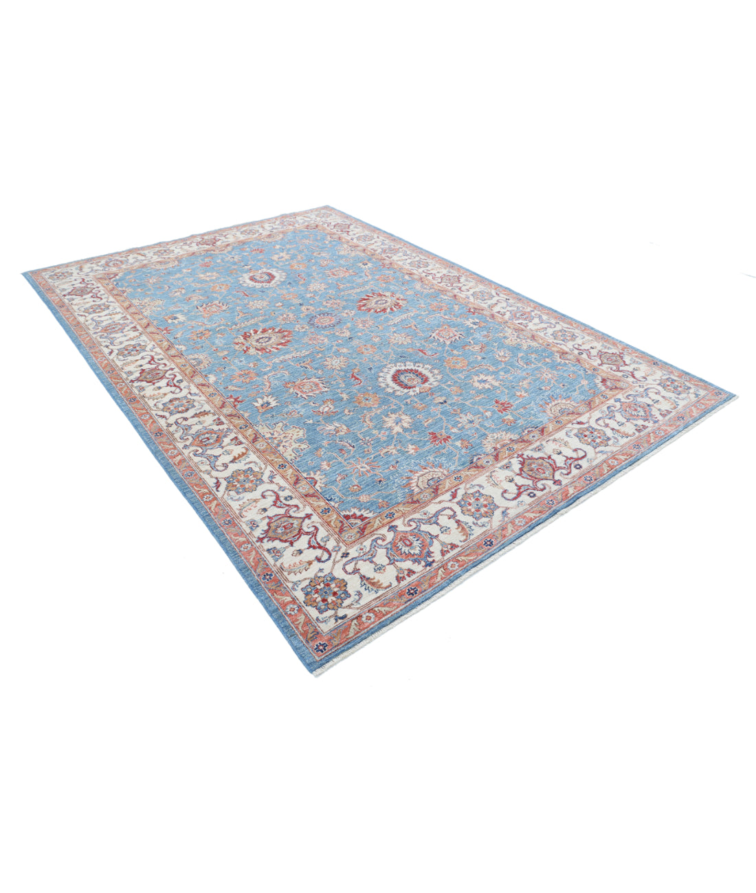 Hand Knotted Ziegler Farhan Wool Rug - 6'7'' x 9'5'' 6'7'' x 9'5'' (198 X 283) / Blue / Ivory