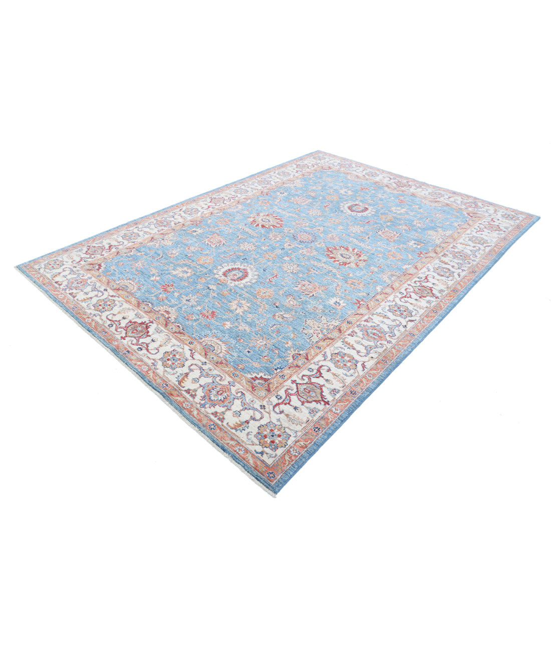 Hand Knotted Ziegler Farhan Wool Rug - 6'7'' x 9'5'' 6'7'' x 9'5'' (198 X 283) / Blue / Ivory