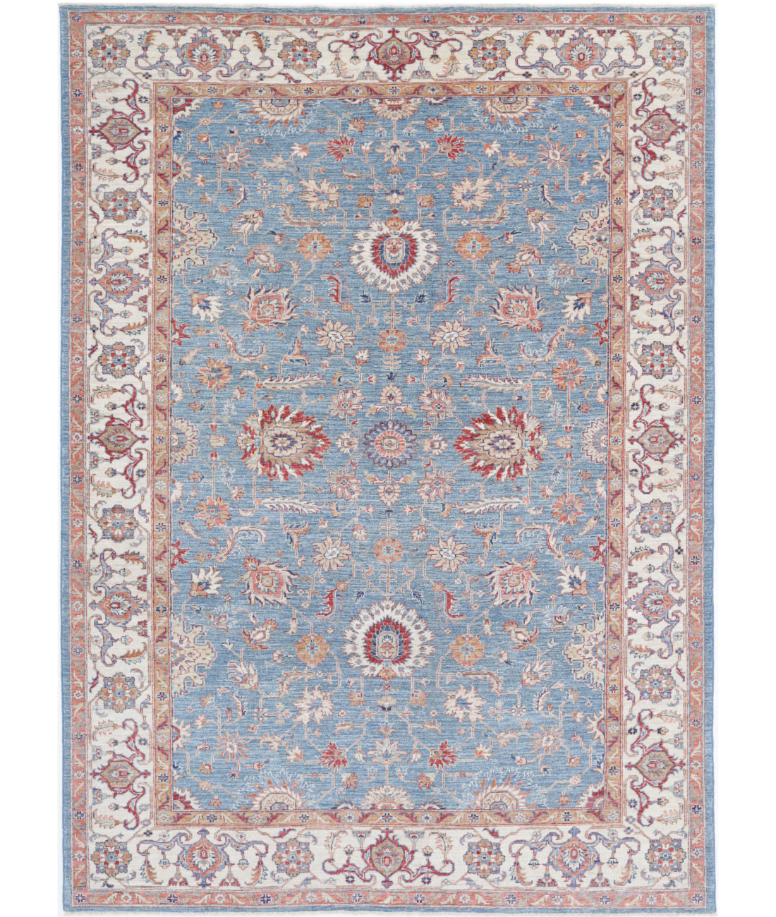 Hand Knotted Ziegler Farhan Wool Rug - 6&#39;7&#39;&#39; x 9&#39;5&#39;&#39; 6&#39;7&#39;&#39; x 9&#39;5&#39;&#39; (198 X 283) / Blue / Ivory