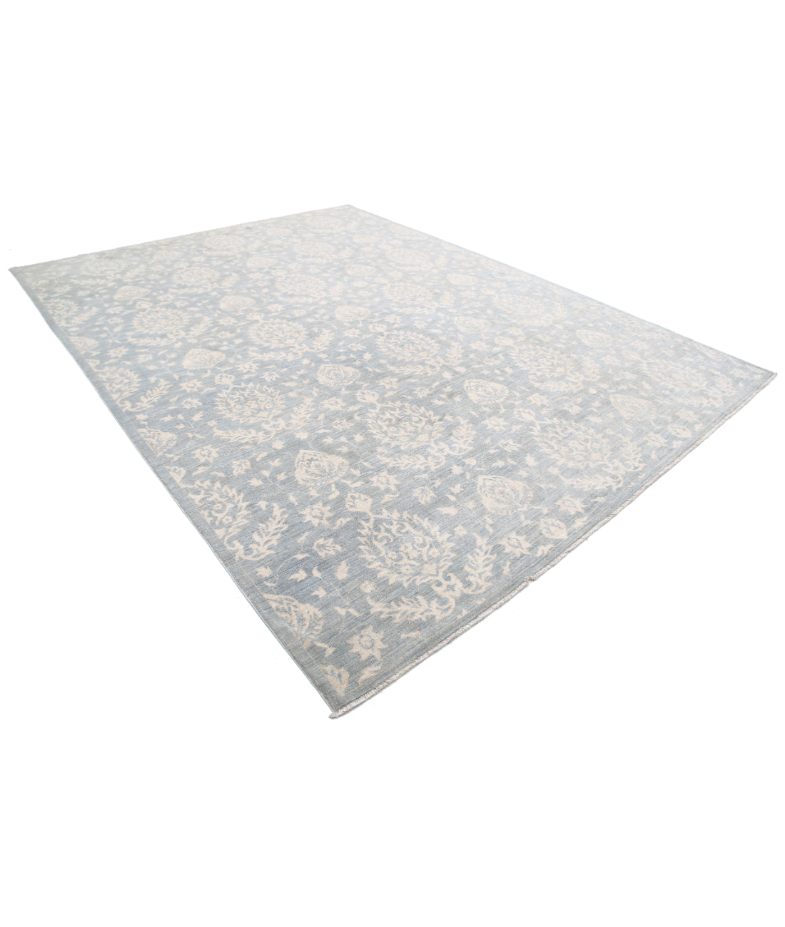 Hand Knotted Artemix Wool Rug - 9'0'' x 11'11'' 9'0'' x 11'11'' (270 X 358) / Blue / Ivory