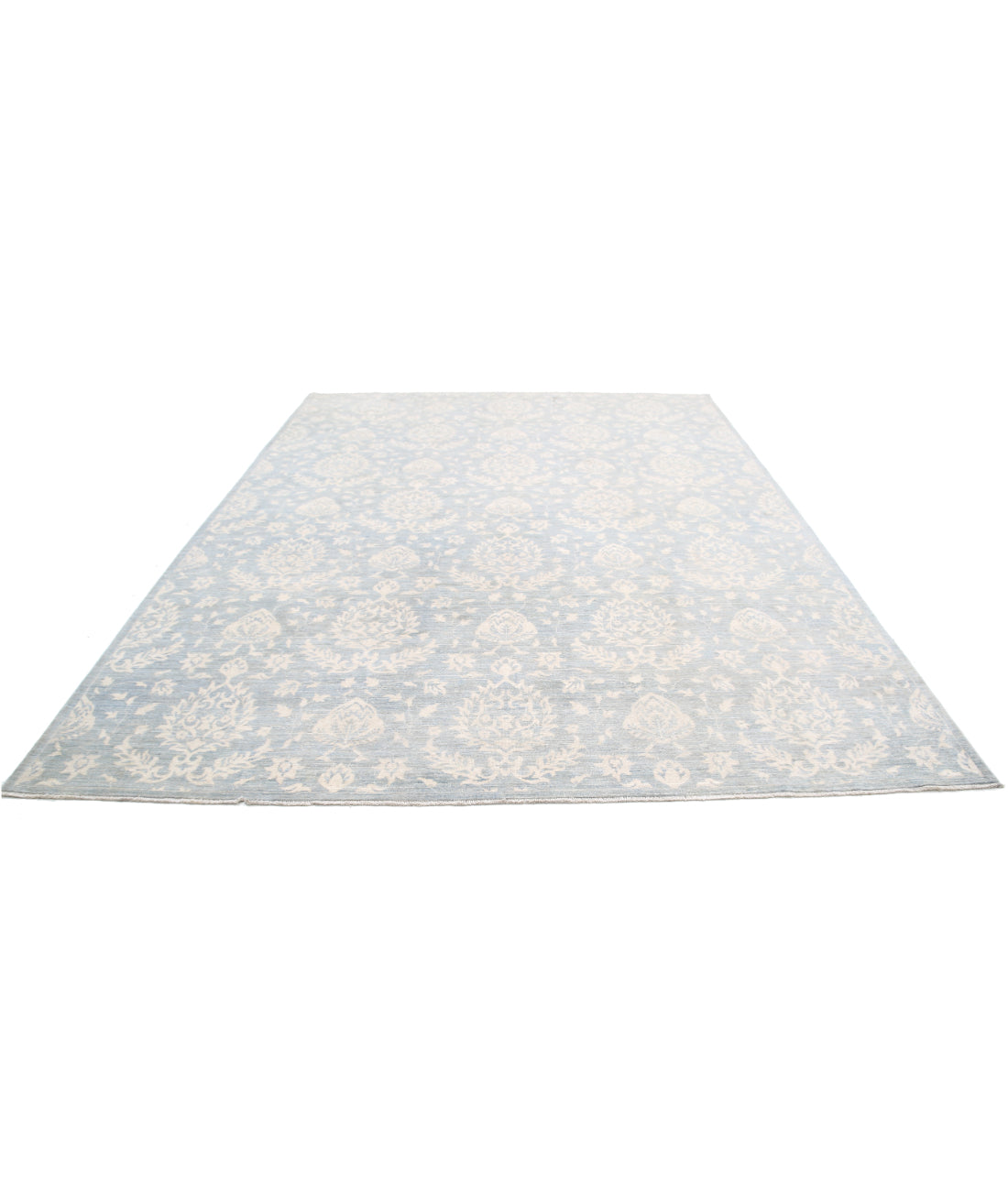 Hand Knotted Artemix Wool Rug - 9'0'' x 11'11'' 9'0'' x 11'11'' (270 X 358) / Blue / Ivory