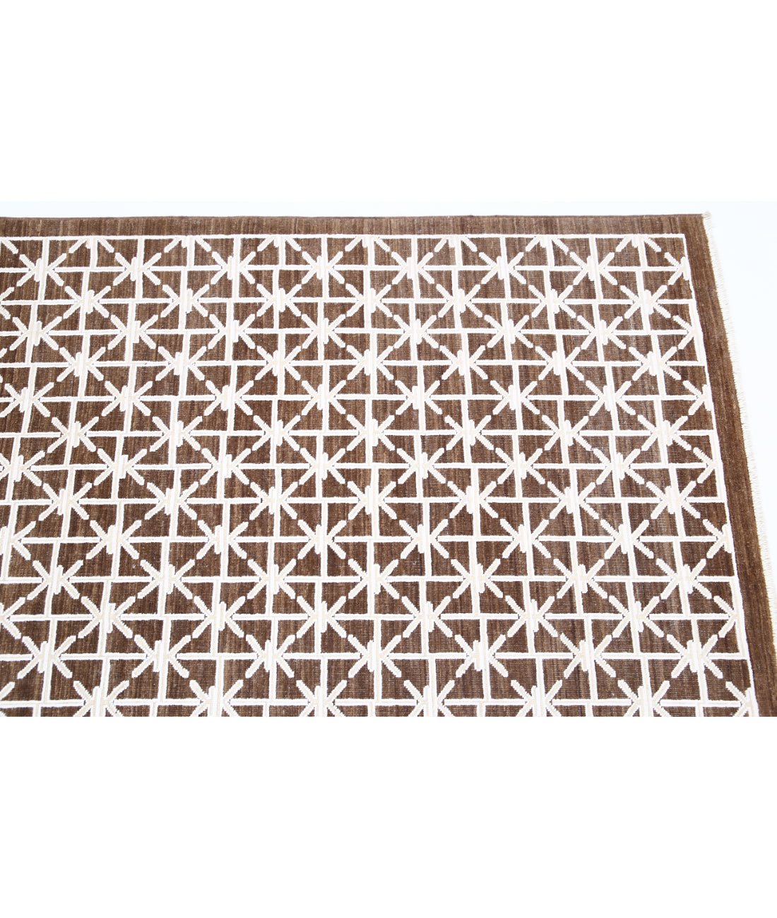 Hand Knotted Artemix Wool & Cotton Rug - 8'11'' x 11'2'' 8'11'' x 11'2'' (268 X 335) / Brown / Ivory