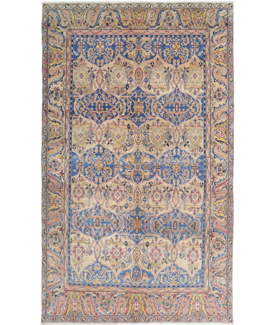 Hand Knotted Agra Agra Wool Rug - 5&#39;10&#39;&#39; x 10&#39;0&#39;&#39; 5&#39;10&#39;&#39; x 10&#39;0&#39;&#39; (90 X 90) / Blue / Multi