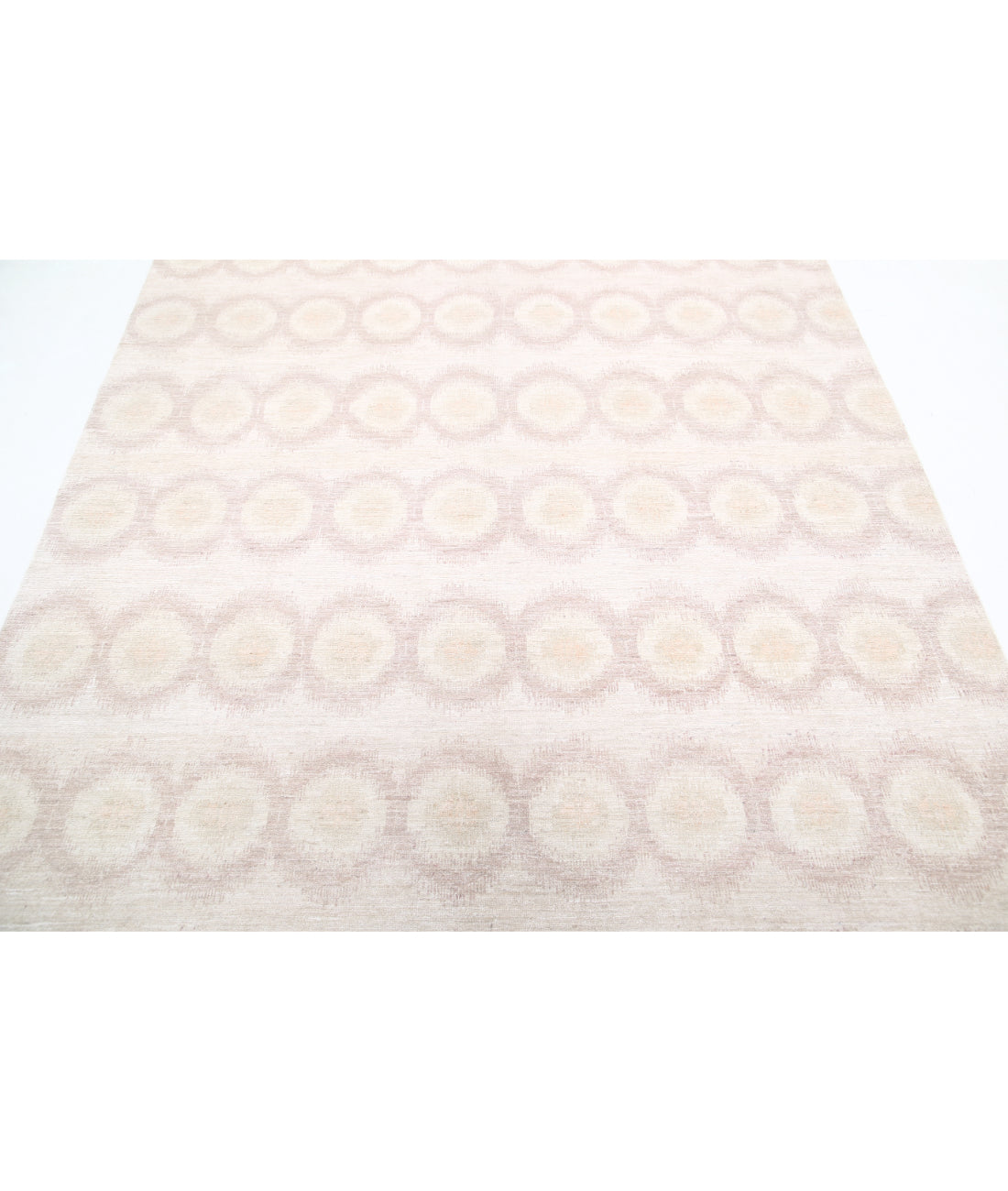 Hand Knotted Ikat Wool Rug - 6'1'' x 8'7'' 6'1'' x 8'7'' (183 X 258) / Ivory / Taupe