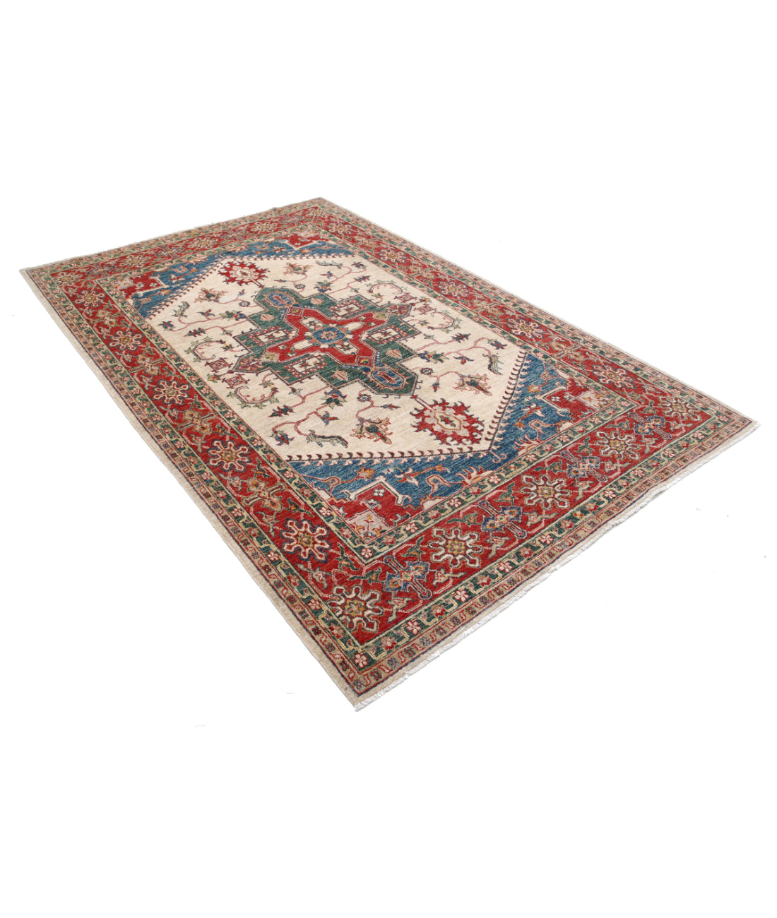 Hand Knotted Ziegler Farhan Wool Rug - 5'7'' x 8'7'' 5'7'' x 8'7'' (168 X 258) / Ivory / Red