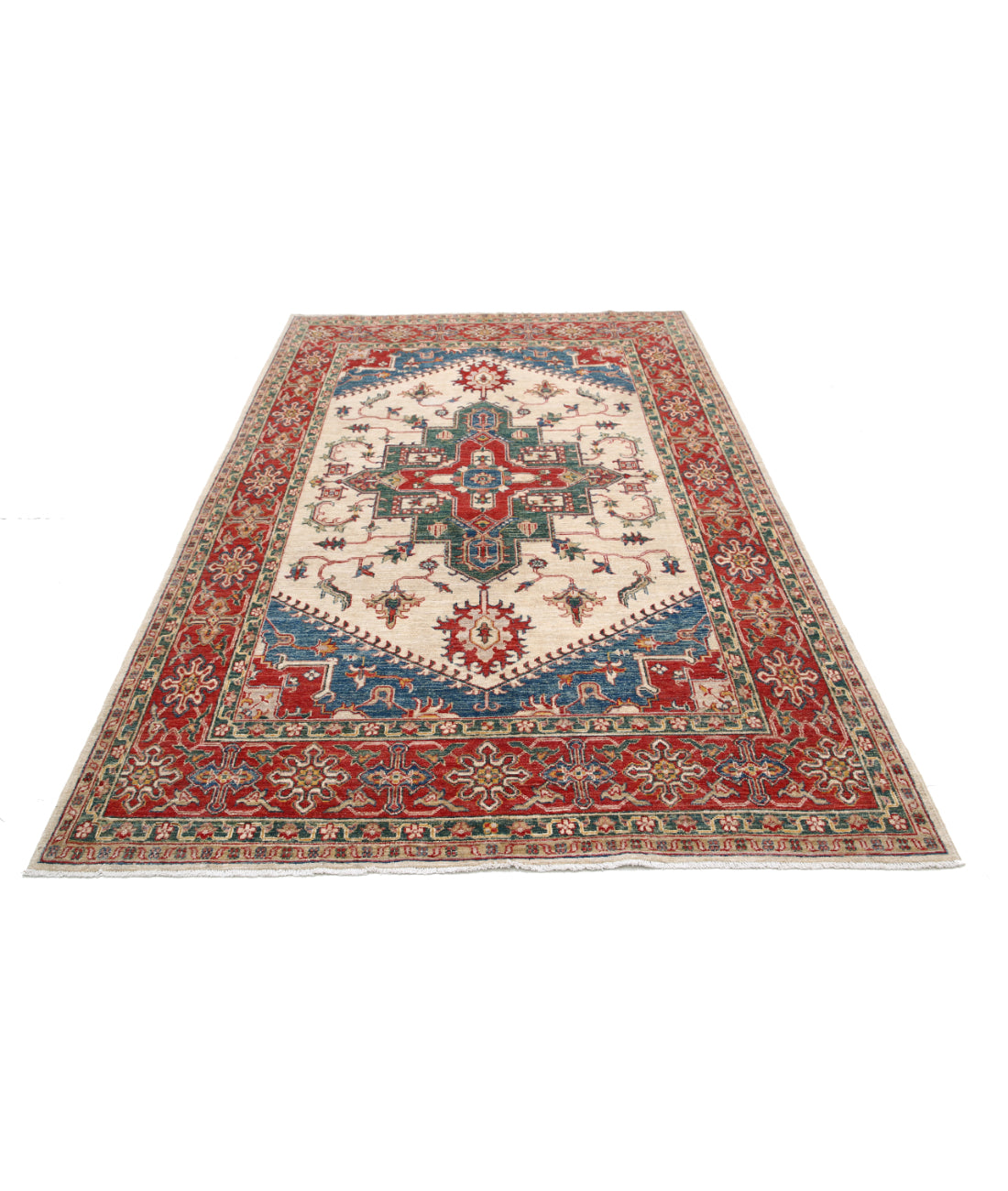 Hand Knotted Ziegler Farhan Wool Rug - 5'7'' x 8'7'' 5'7'' x 8'7'' (168 X 258) / Ivory / Red