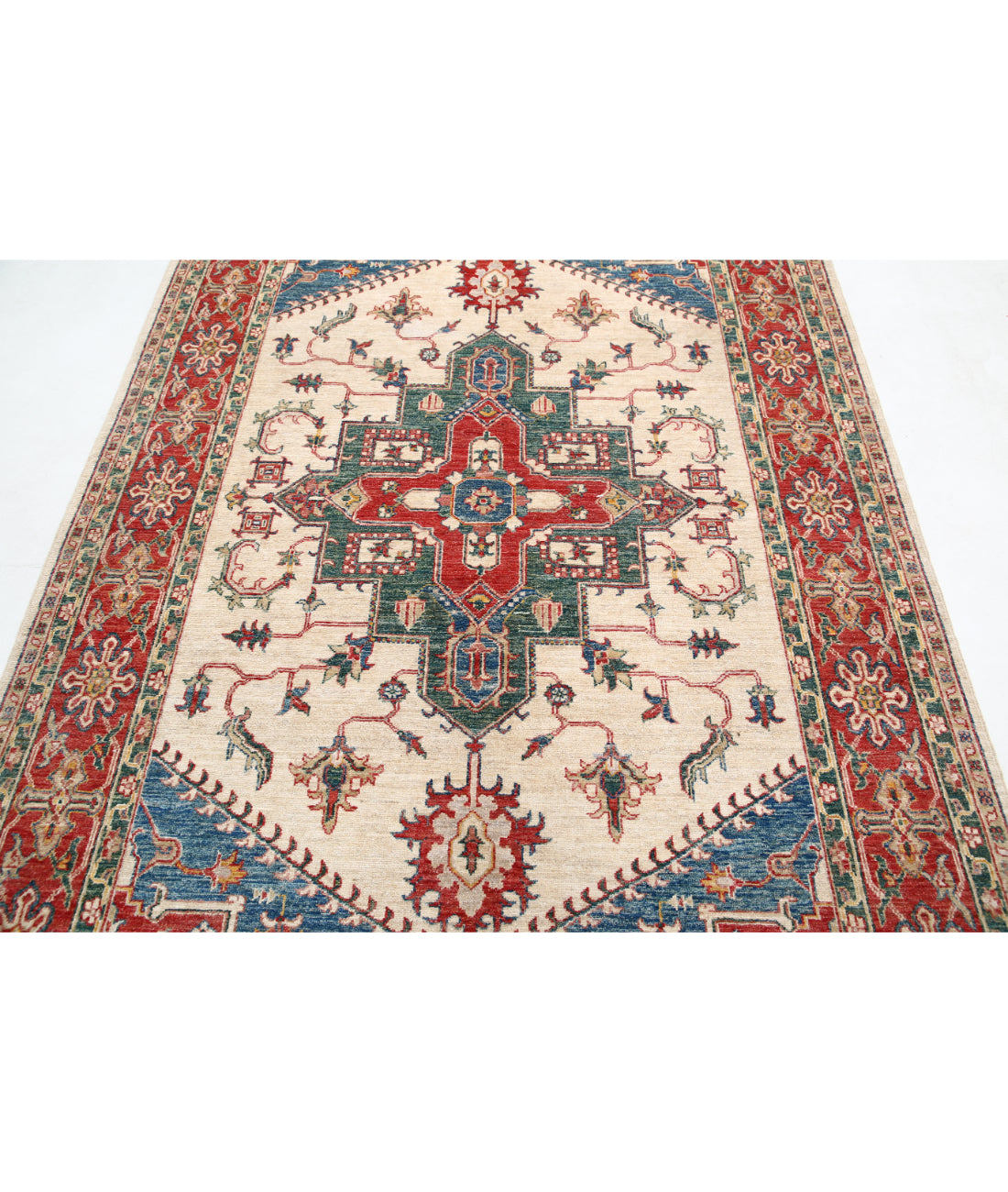 Hand Knotted Ziegler Farhan Wool Rug - 5'7'' x 8'7'' 5'7'' x 8'7'' (168 X 258) / Ivory / Red