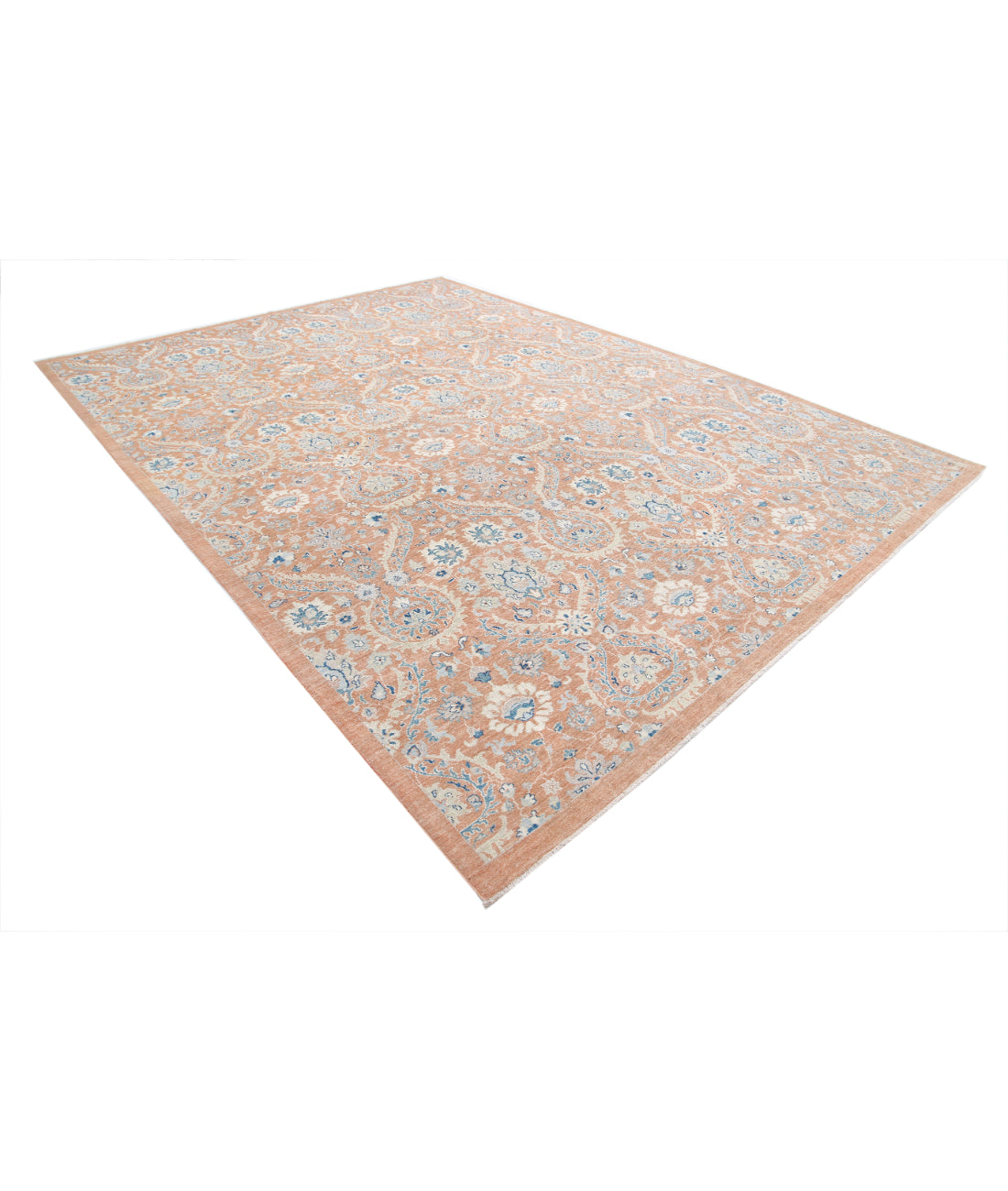 Hand Knotted Art & Craft Wool Rug - 9'10'' x 13'6'' 9'10'' x 13'6'' (295 X 405) / Brown / Blue