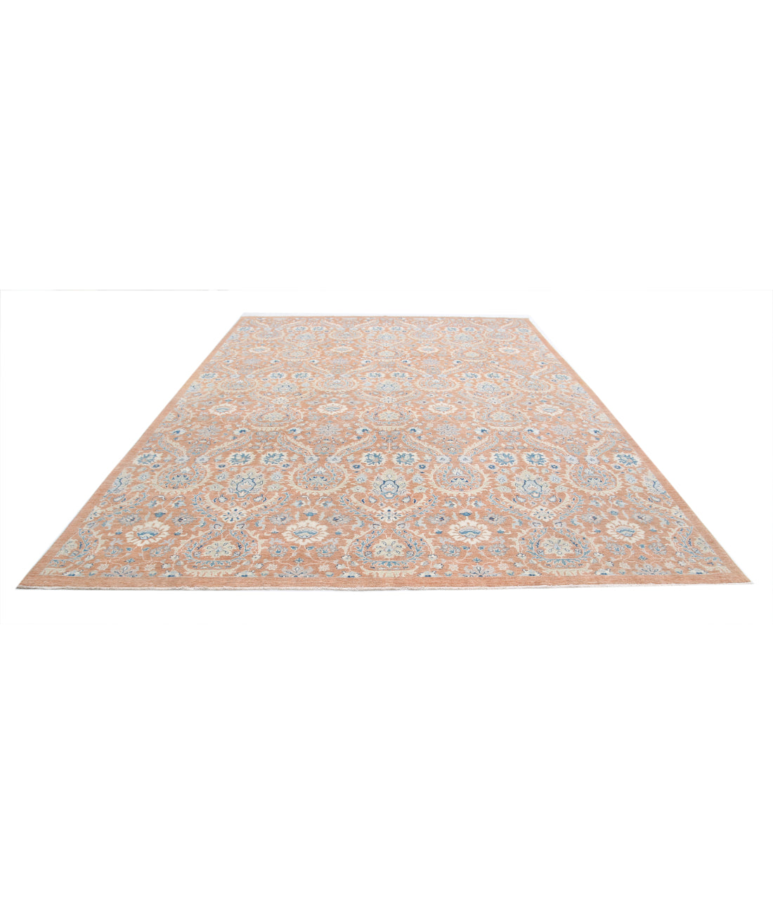 Hand Knotted Art & Craft Wool Rug - 9'10'' x 13'6'' 9'10'' x 13'6'' (295 X 405) / Brown / Blue