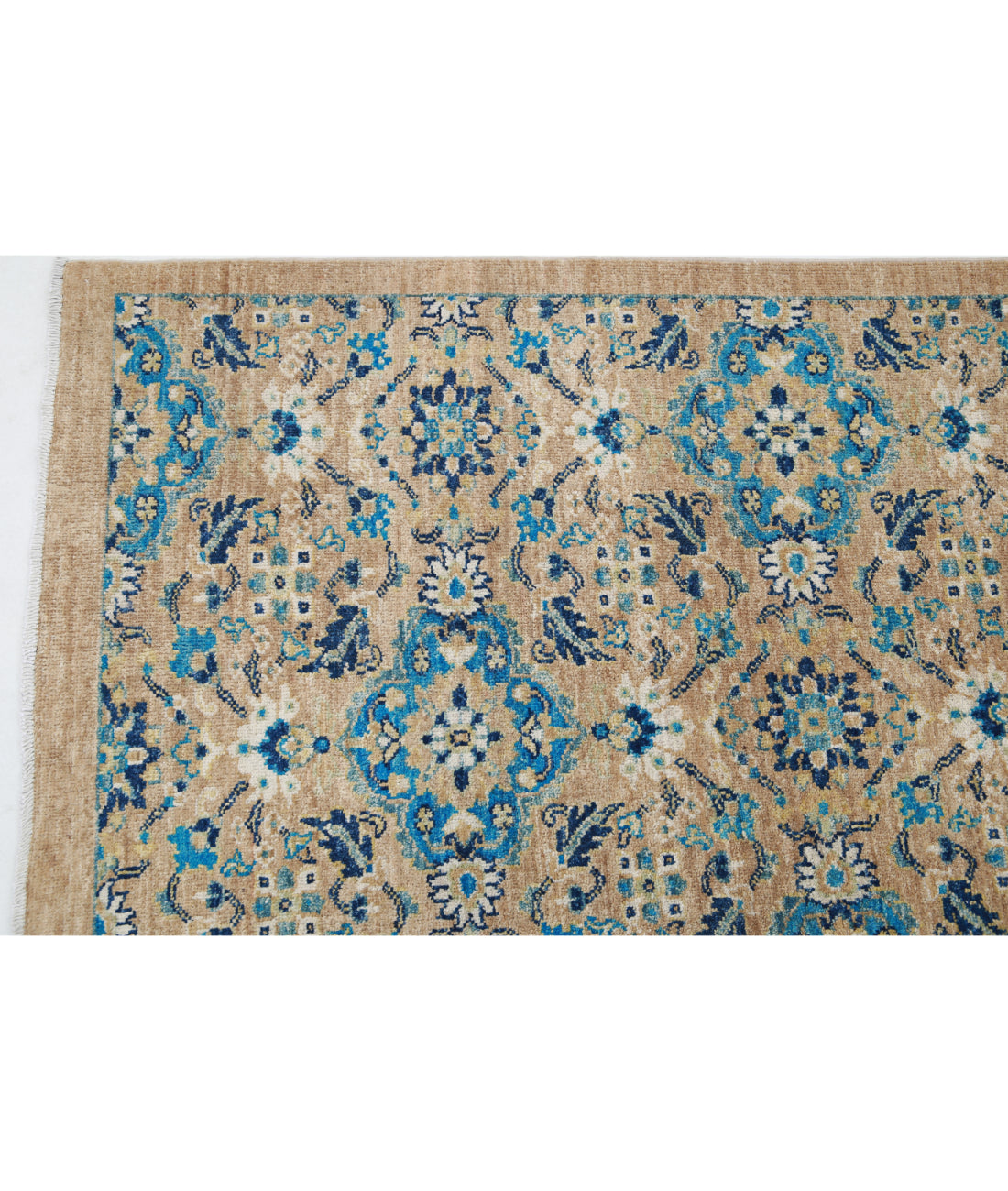 Hand Knotted Art & Craft Wool Rug - 8'10'' x 11'7'' 8'10'' x 11'7'' (265 X 348) / Taupe / Blue