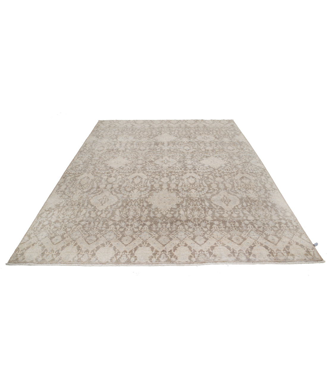 Hand Knotted Artemix Wool Rug - 7'8'' x 9'4'' 7'8'' x 9'4'' (230 X 280) / Grey / Ivory