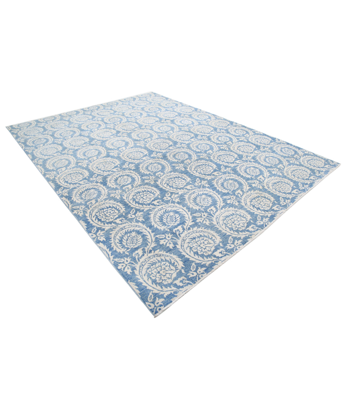 Hand Knotted Artemix Wool Rug - 8'9'' x 11'5'' 8'9'' x 11'5'' (263 X 343) / Blue / Ivory