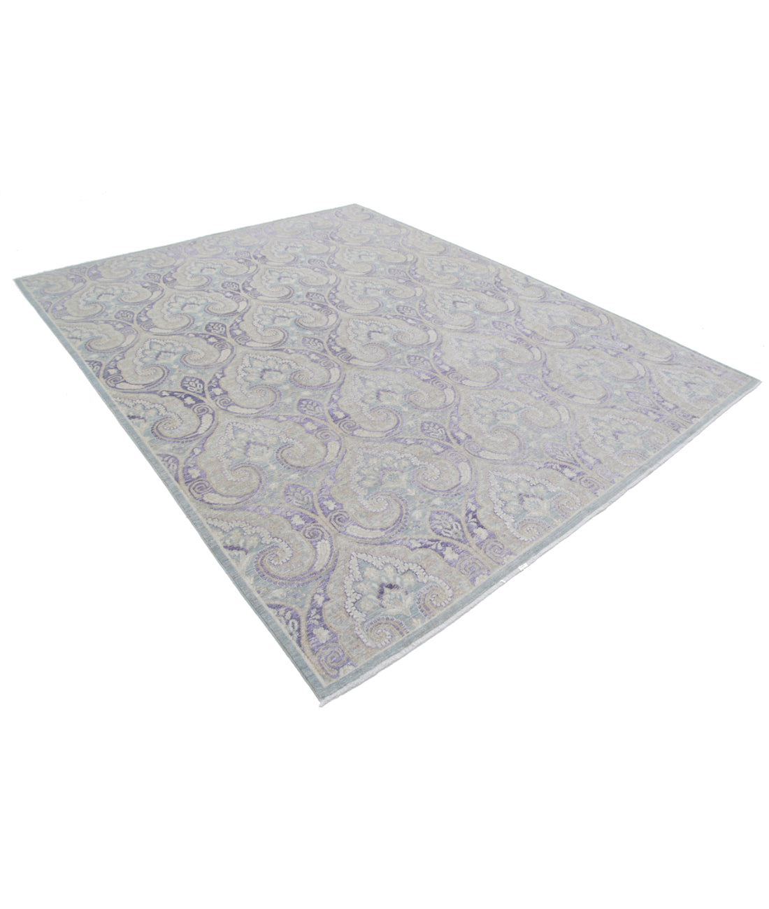 Hand Knotted Artemix Wool Rug - 7'10'' x 9'10'' 7'10'' x 9'10'' (235 X 295) / Grey / Purple