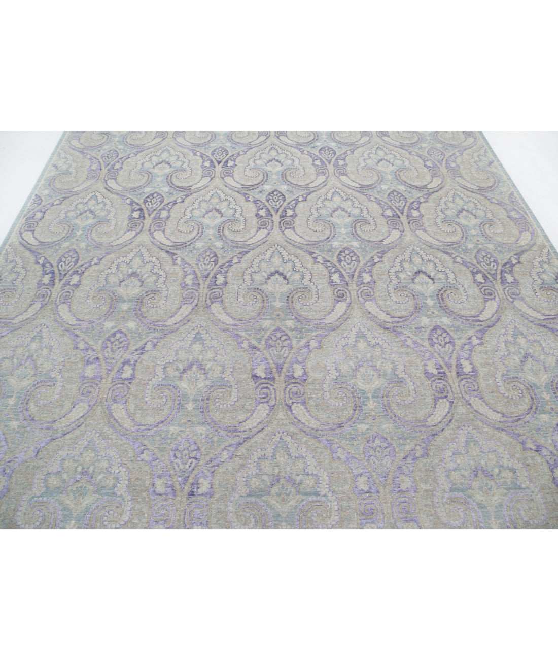 Hand Knotted Artemix Wool Rug - 7'10'' x 9'10'' 7'10'' x 9'10'' (235 X 295) / Grey / Purple