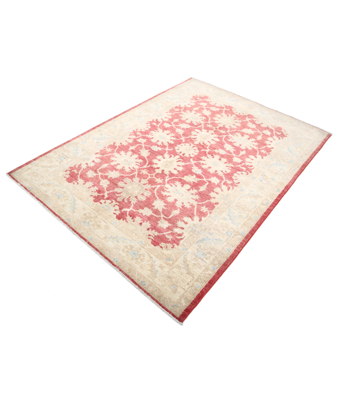 Hand Knotted Ziegler Farhan Wool Rug - 4'10'' x 6'8'' 4'10'' x 6'8'' (145 X 200) / Red / Ivory