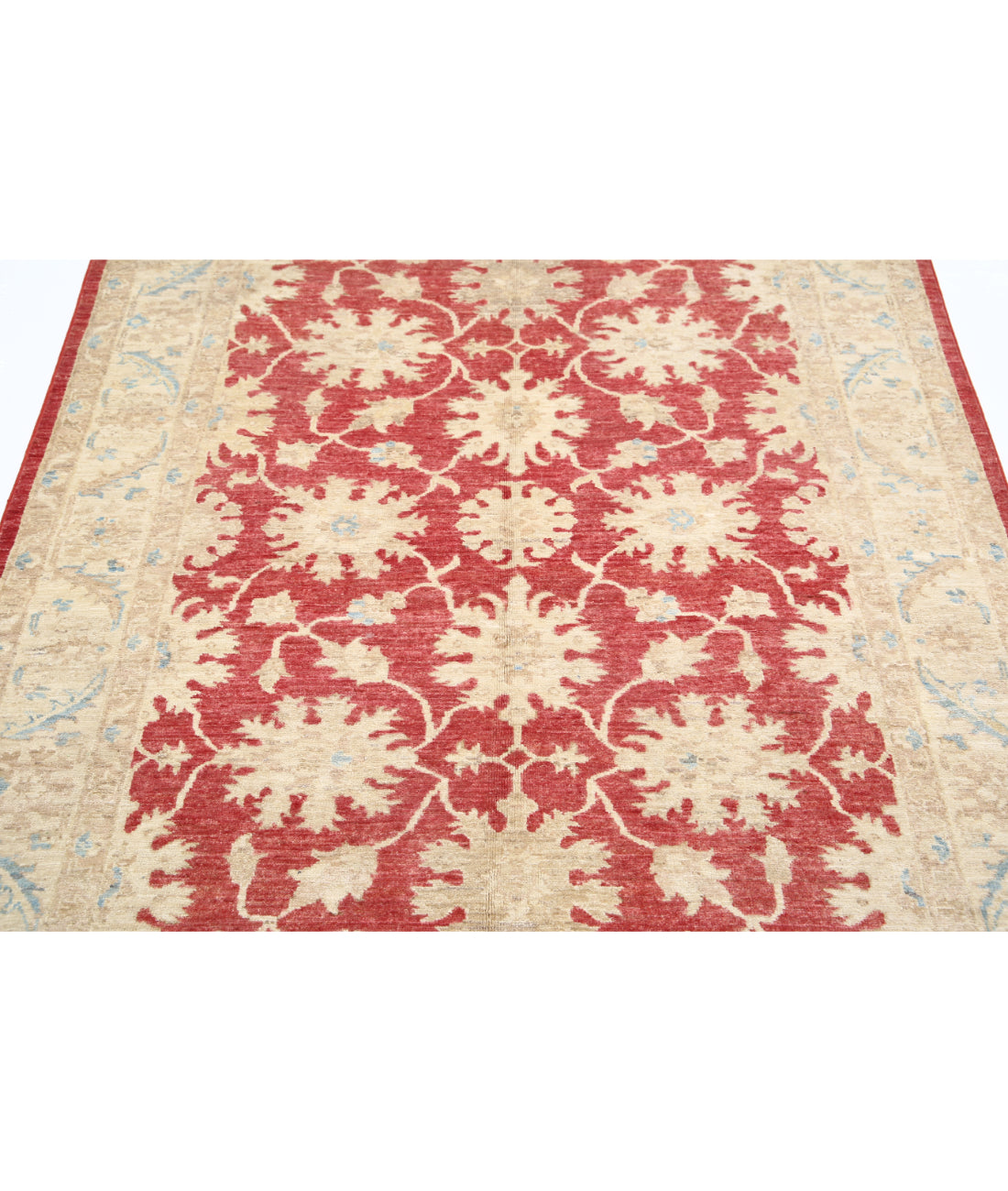 Hand Knotted Ziegler Farhan Wool Rug - 4'10'' x 6'8'' 4'10'' x 6'8'' (145 X 200) / Red / Ivory