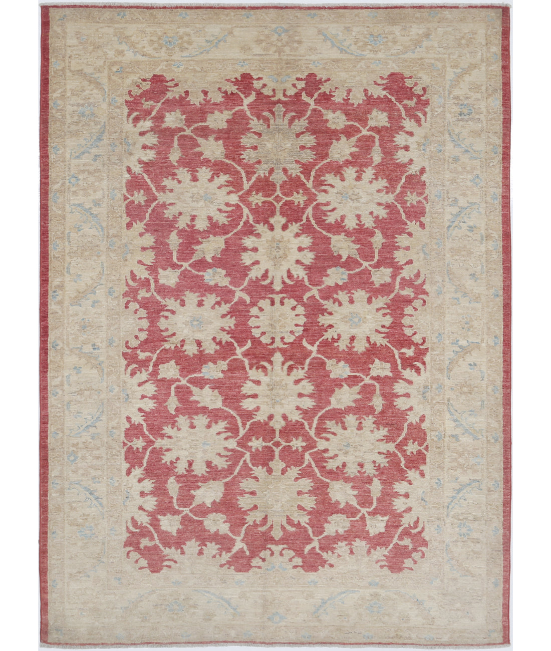 Hand Knotted Ziegler Farhan Wool Rug - 4&#39;10&#39;&#39; x 6&#39;8&#39;&#39; 4&#39;10&#39;&#39; x 6&#39;8&#39;&#39; (145 X 200) / Red / Ivory