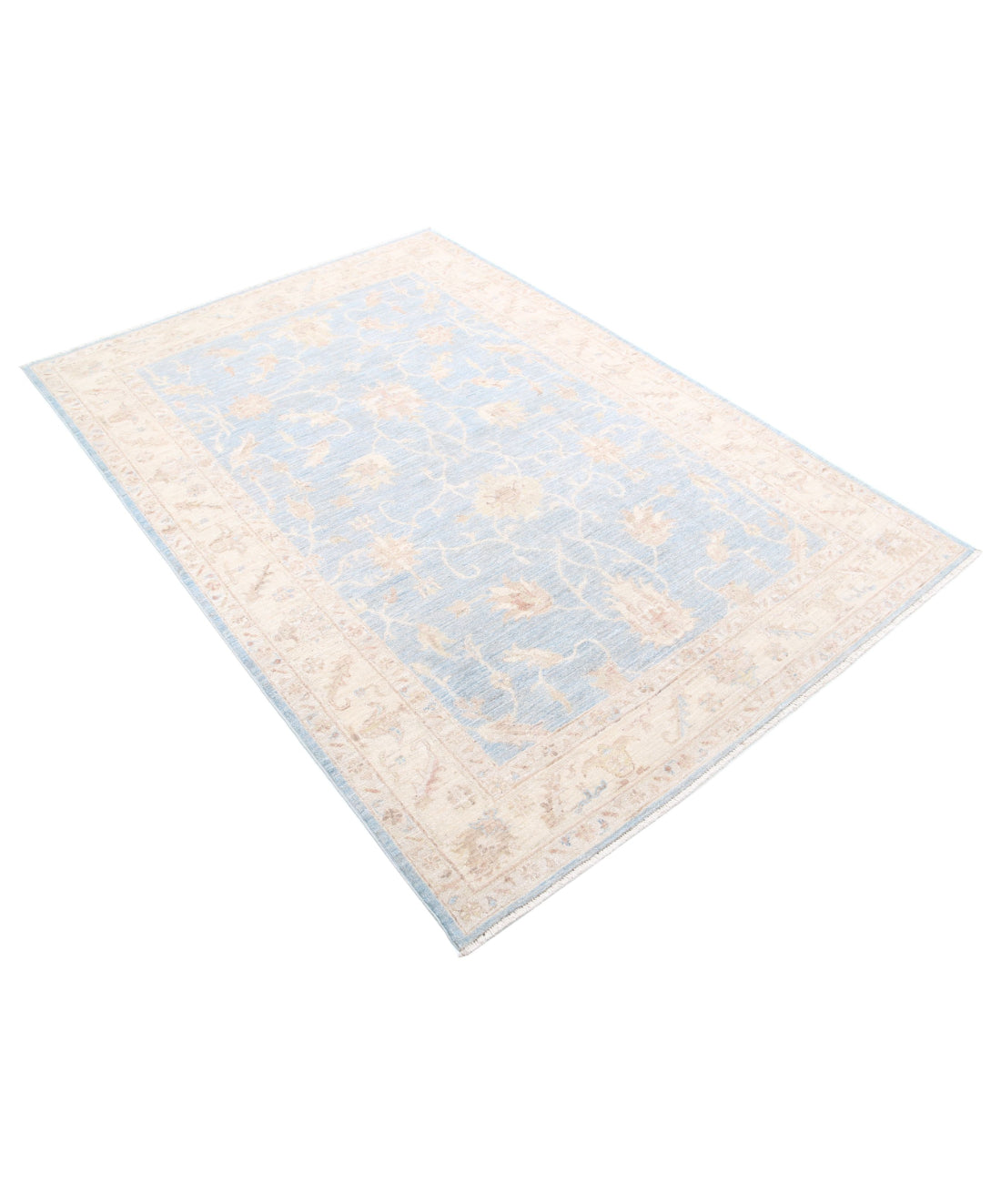 Hand Knotted Serenity Wool Rug - 4'9'' x 6'11'' 4'9'' x 6'11'' (143 X 208) / Blue / Ivory