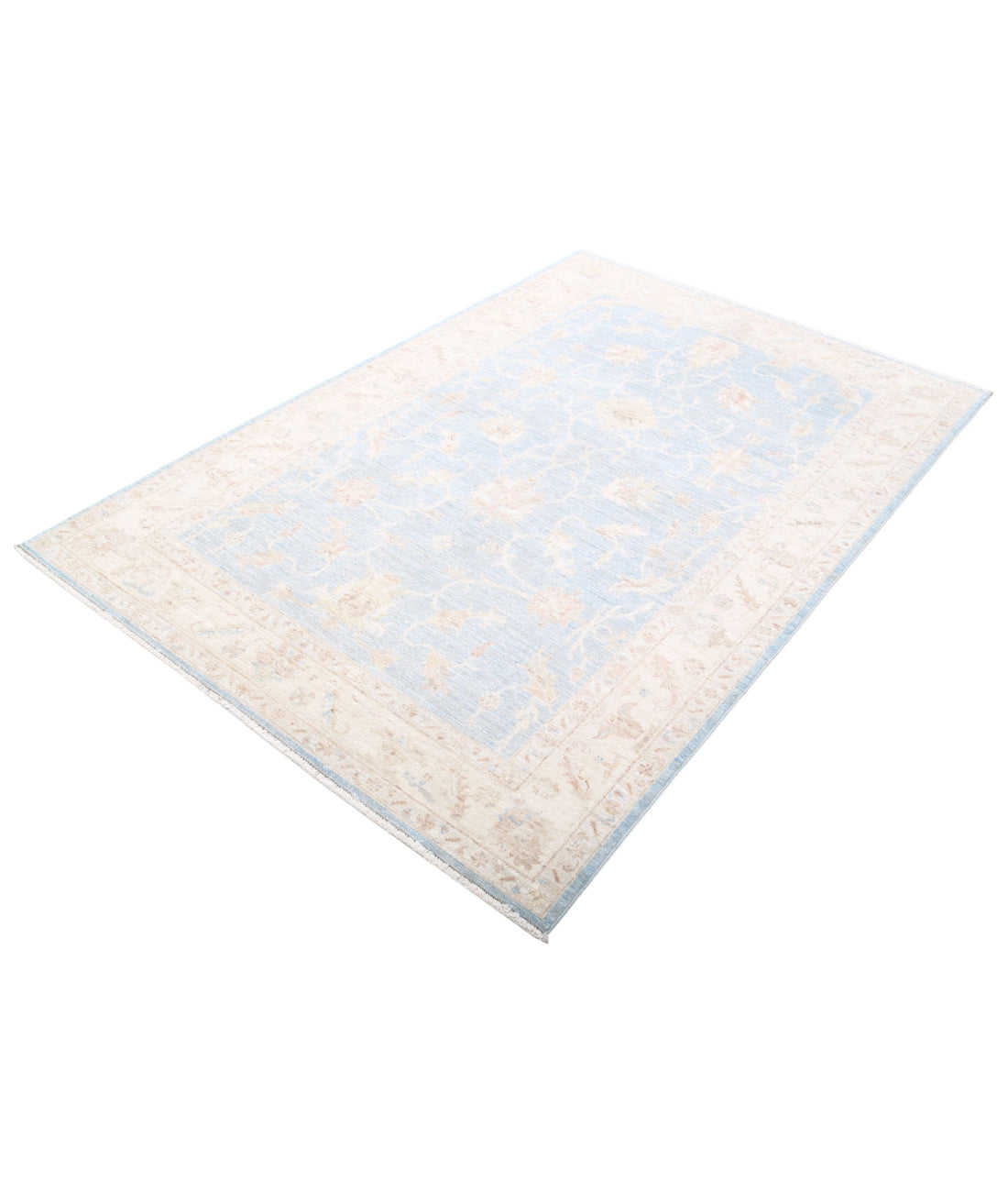 Hand Knotted Serenity Wool Rug - 4'9'' x 6'11'' 4'9'' x 6'11'' (143 X 208) / Blue / Ivory