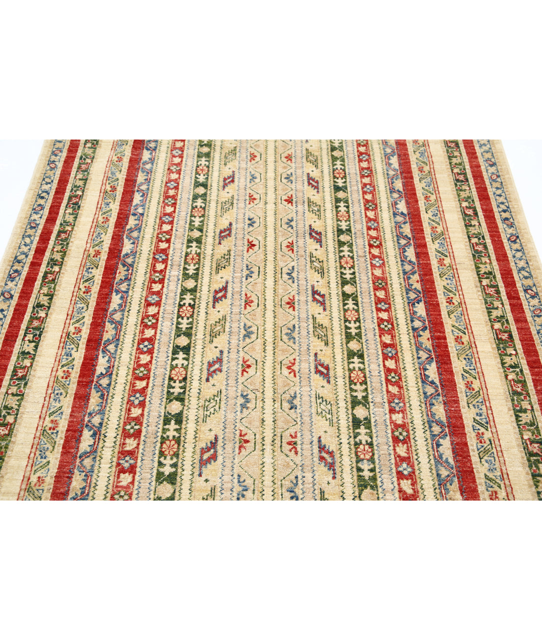 Hand Knotted Shaal Wool Rug - 4'10'' x 6'6'' 4'10'' x 6'6'' (145 X 195) / Ivory / Multi