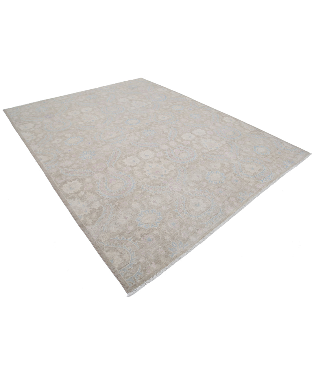 Hand Knotted Artemix Wool Rug - 7'11'' x 9'9'' 7'11'' x 9'9'' (238 X 293) / Taupe / Blue