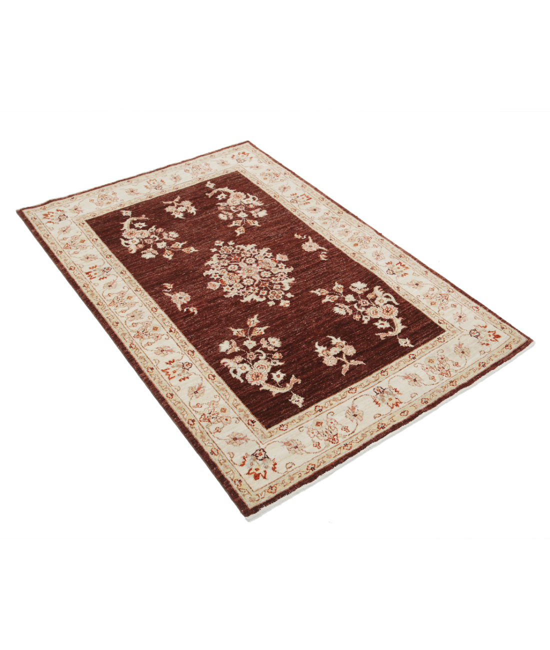 Hand Knotted Ziegler Farhan Wool Rug - 3'5'' x 4'11'' 3'5'' x 4'11'' (103 X 148) / Brown / Ivory