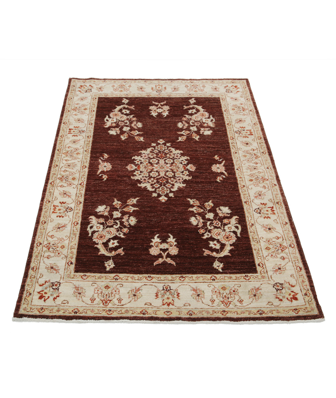 Hand Knotted Ziegler Farhan Wool Rug - 3'5'' x 4'11'' 3'5'' x 4'11'' (103 X 148) / Brown / Ivory