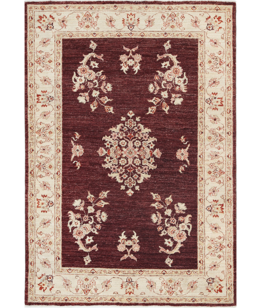 Hand Knotted Ziegler Farhan Wool Rug - 3&#39;5&#39;&#39; x 4&#39;11&#39;&#39; 3&#39;5&#39;&#39; x 4&#39;11&#39;&#39; (103 X 148) / Brown / Ivory