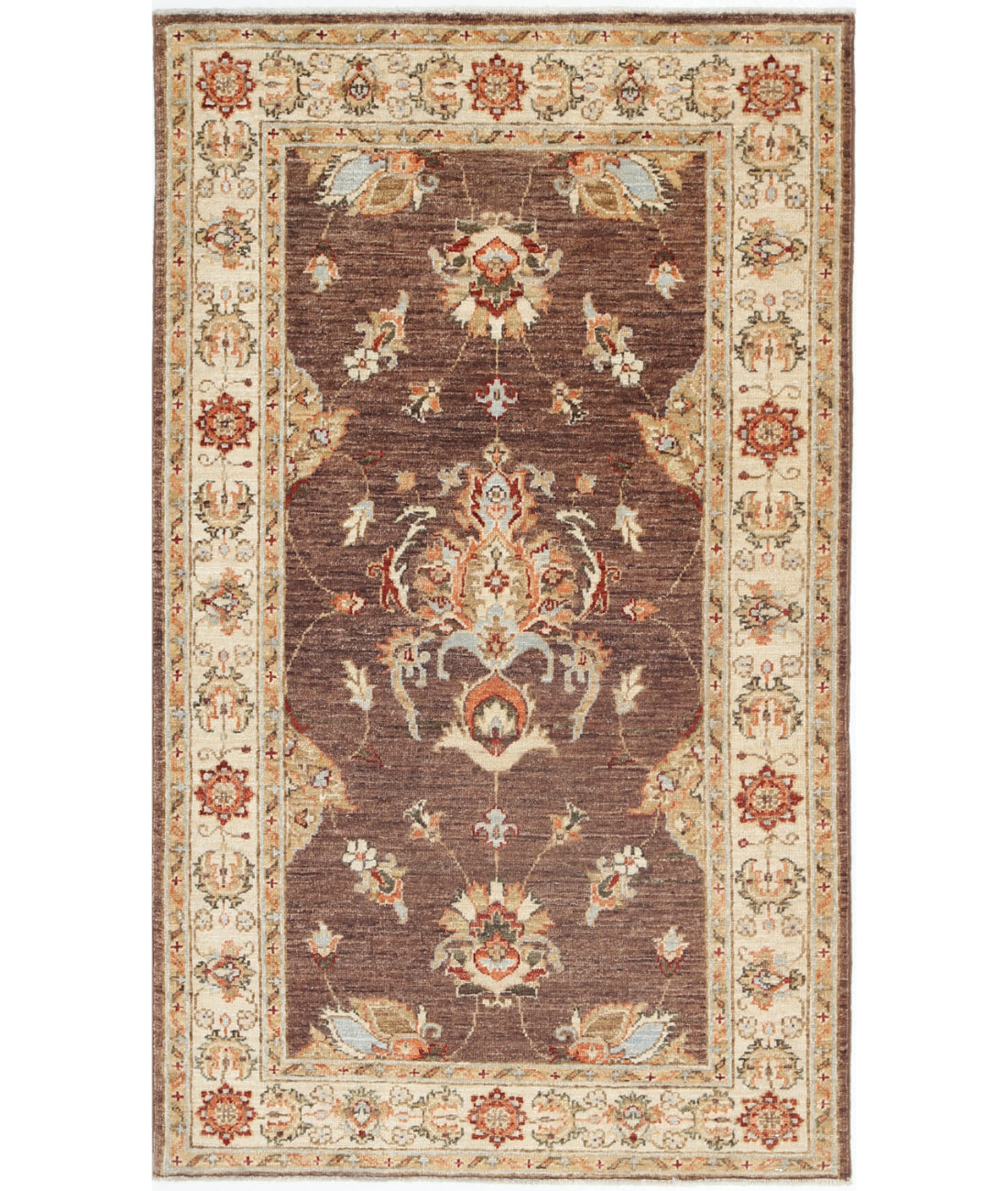 Hand Knotted Ziegler Farhan Wool Rug - 2'10'' x 4'9'' 2'10'' x 4'9'' (85 X 143) / Brown / Ivory