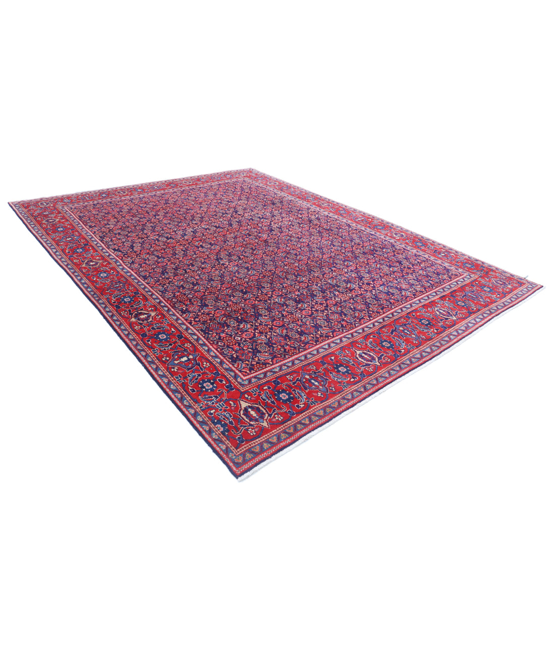 Hand Knotted Persian Tabriz Wool Rug - 9'7'' x 12'7'' 9'7'' x 12'7'' (288 X 378) / Blue / Red