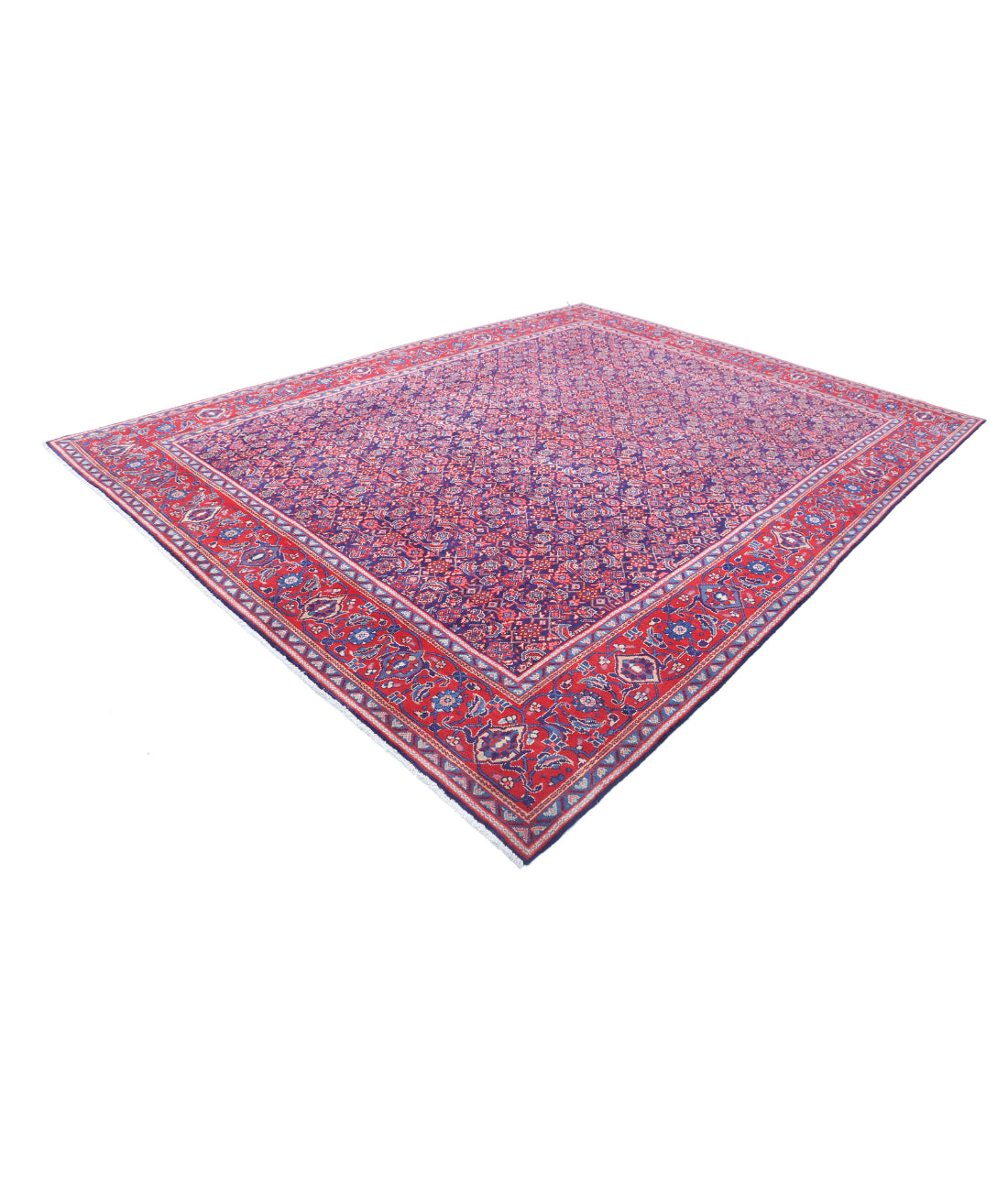 Hand Knotted Persian Tabriz Wool Rug - 9'7'' x 12'7'' 9'7'' x 12'7'' (288 X 378) / Blue / Red