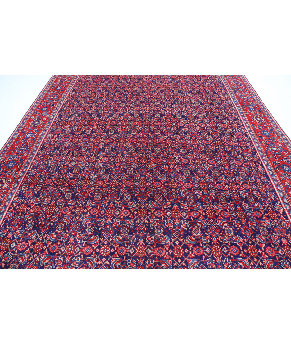 Hand Knotted Persian Tabriz Wool Rug - 9'7'' x 12'7'' 9'7'' x 12'7'' (288 X 378) / Blue / Red