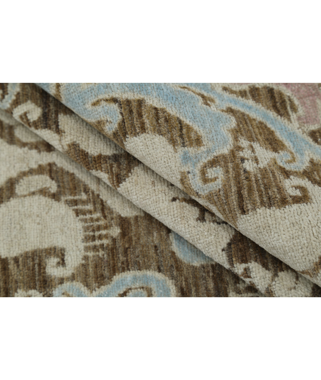 Hand Knotted Ikat Wool Rug - 9'9'' x 13'6'' 9'9'' x 13'6'' (293 X 405) / Brown / Ivory