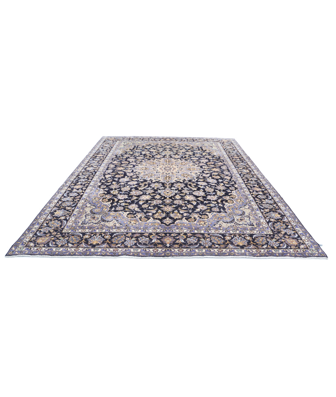 Hand Knotted Persian Kashan Wool Rug - 9'7'' x 12'8'' 9'7'' x 12'8'' (288 X 380) / Black / Black