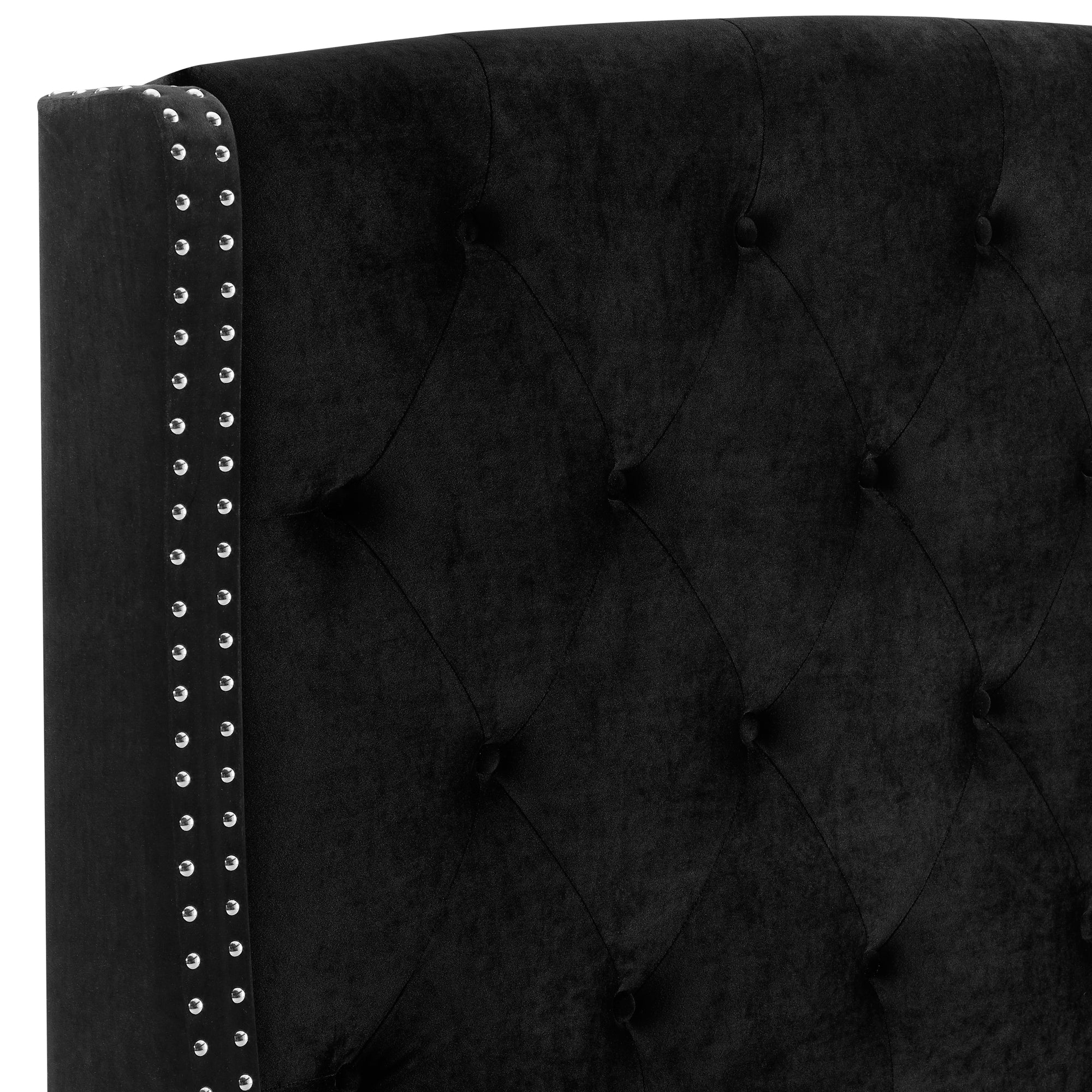 ELLA QUEEN BED - BLACK VELVET