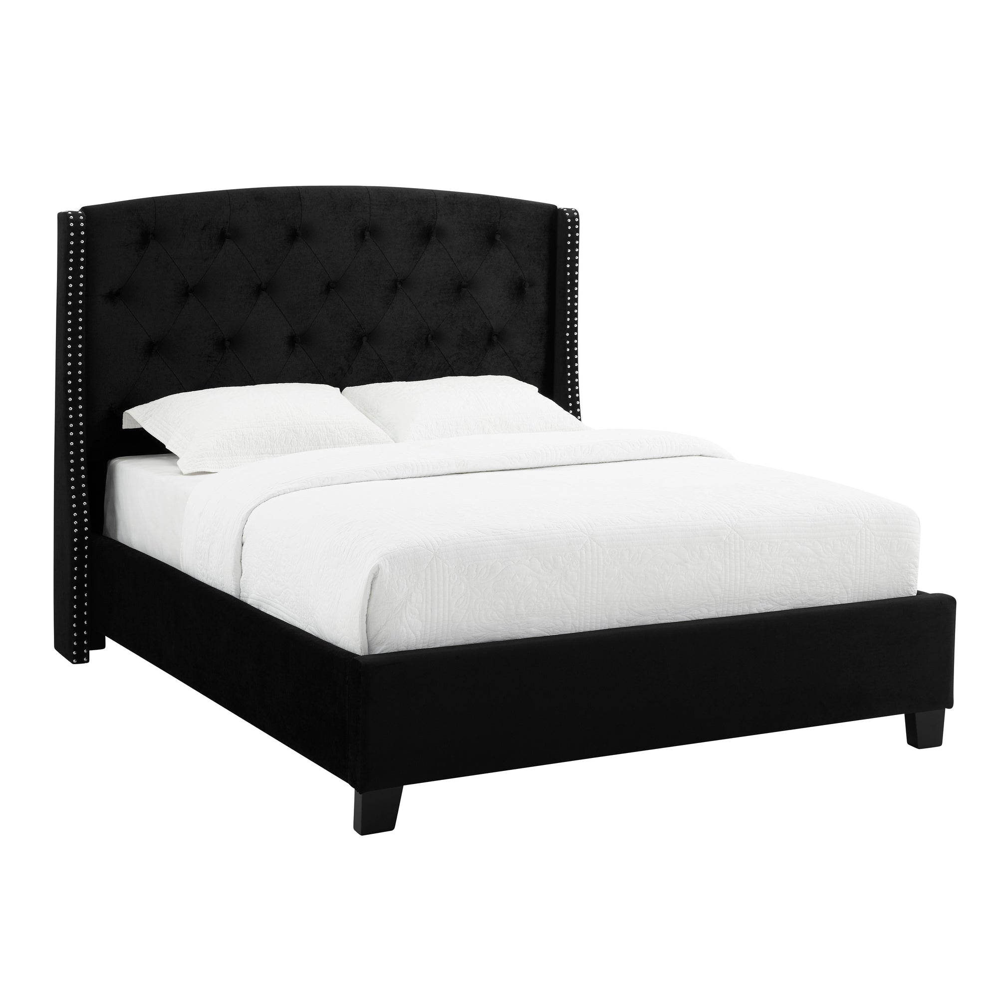 ELLA QUEEN BED - BLACK VELVET