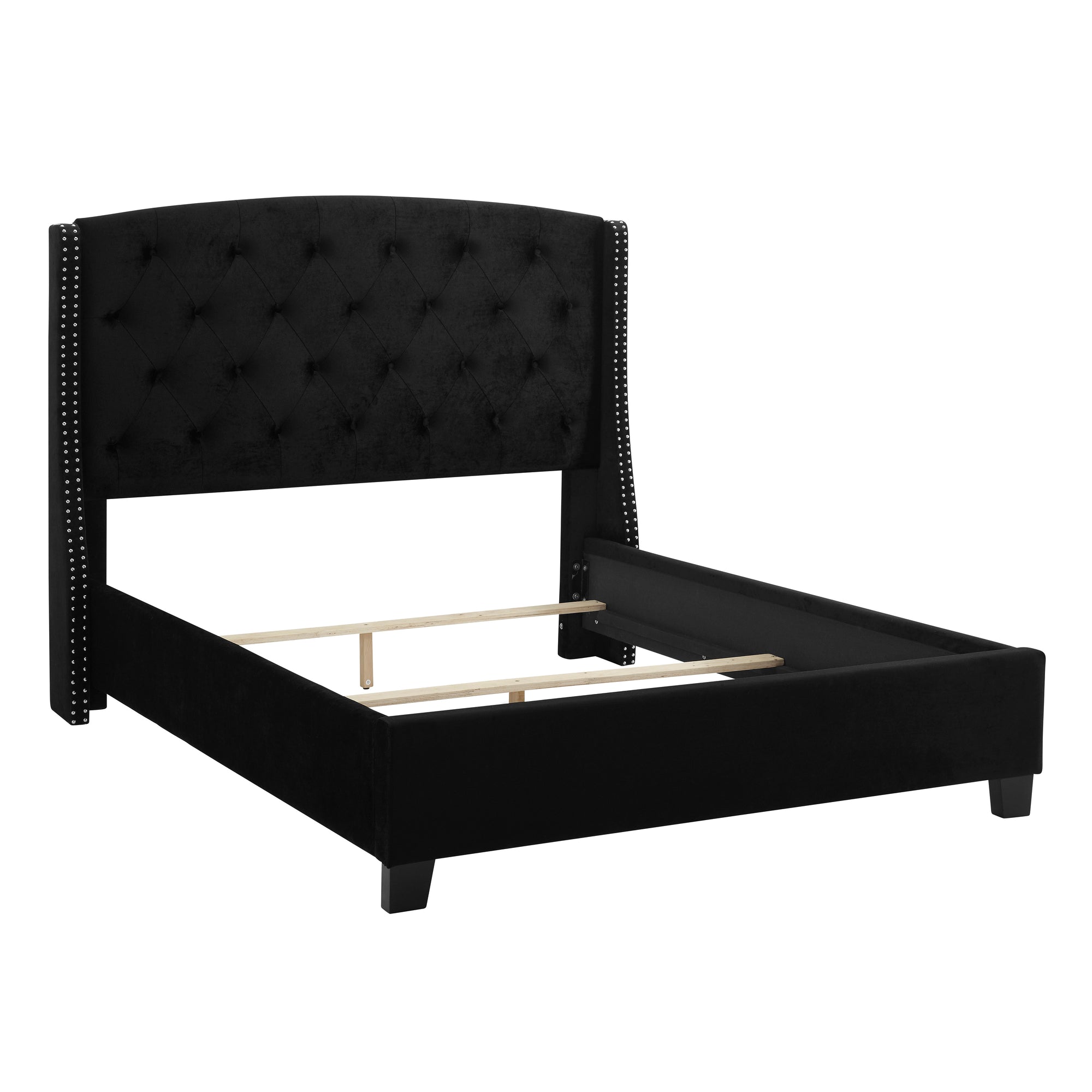 ELLA QUEEN BED - BLACK VELVET