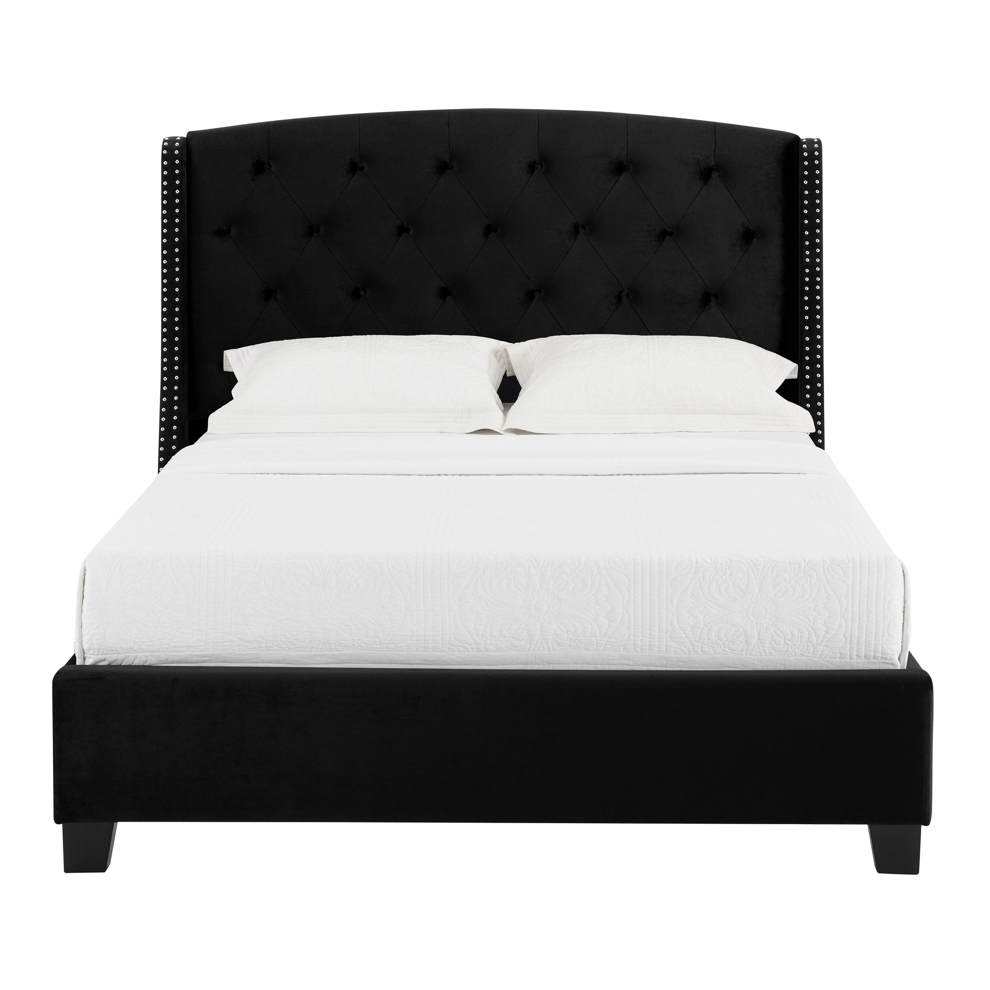 ELLA QUEEN BED - BLACK VELVET