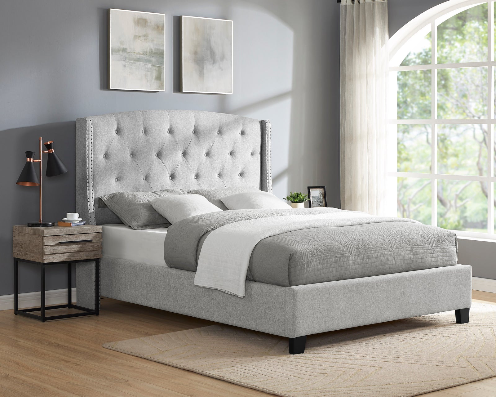 ELLA QUEEN BED  - DOVE