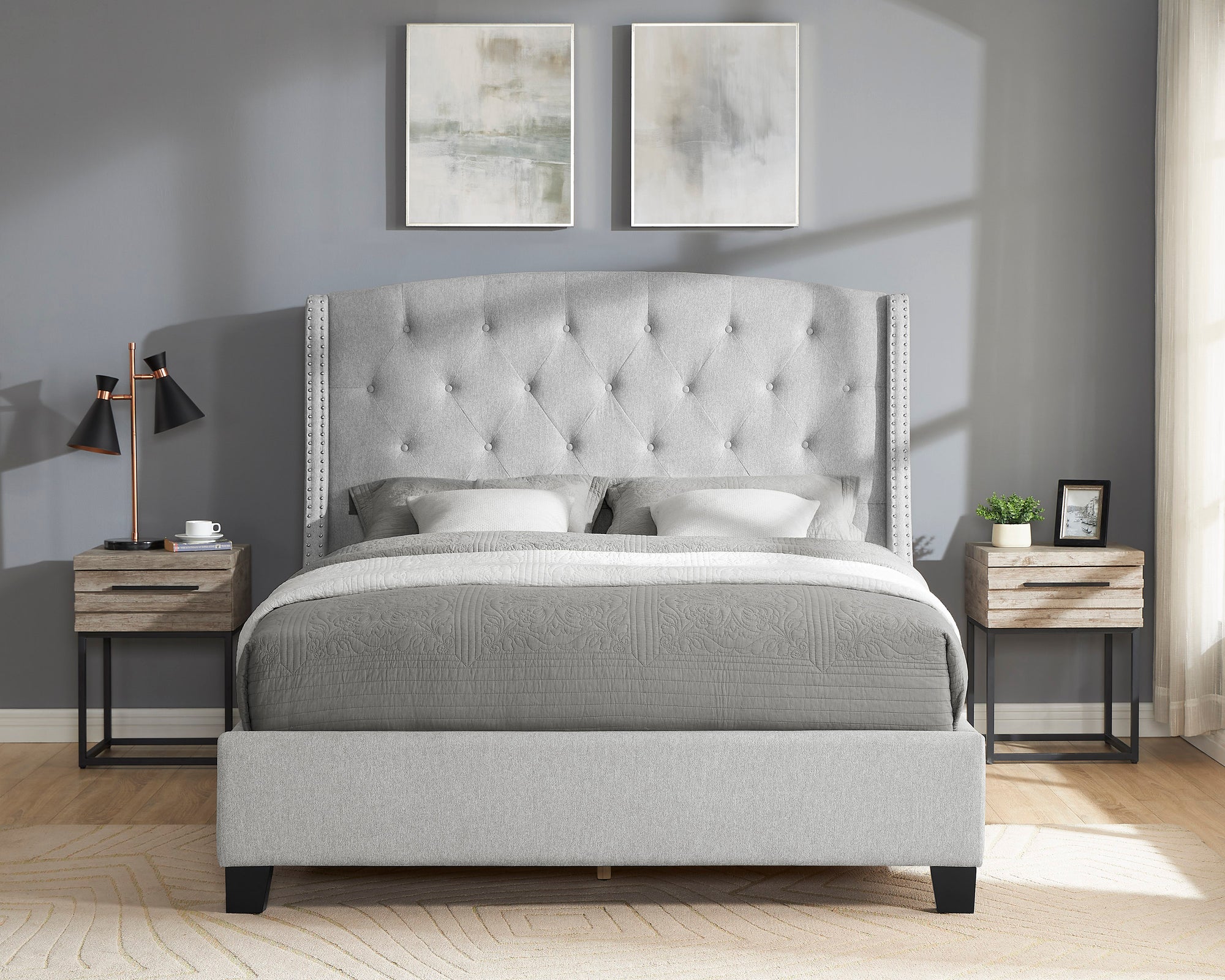 ELLA QUEEN BED  - DOVE