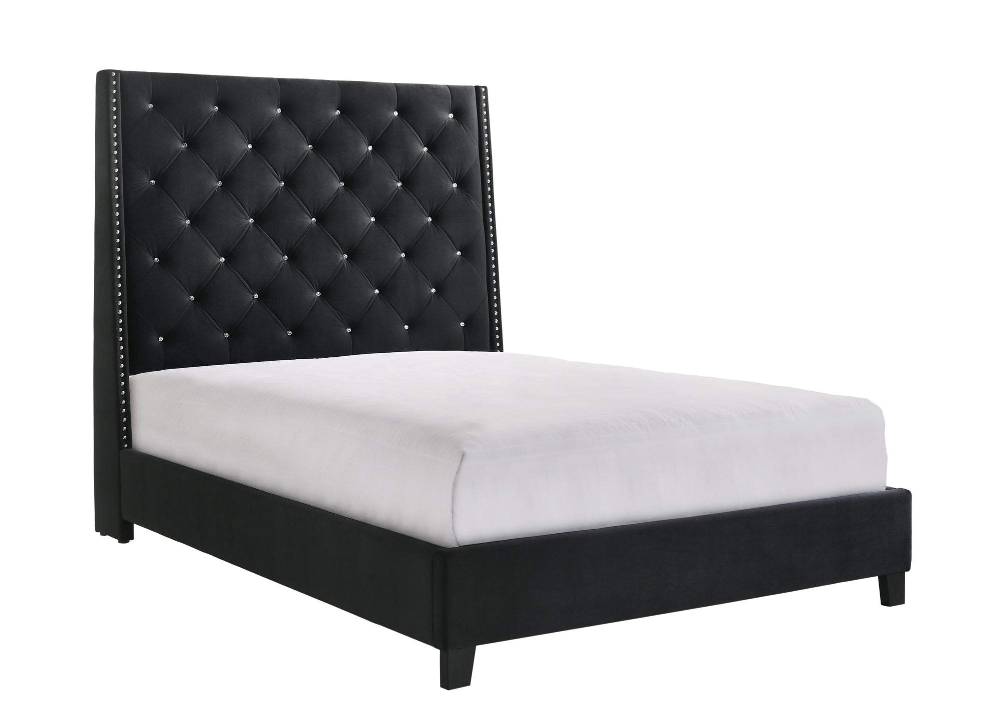 CHANTILLY QUEEN BED - BLACK VELVET